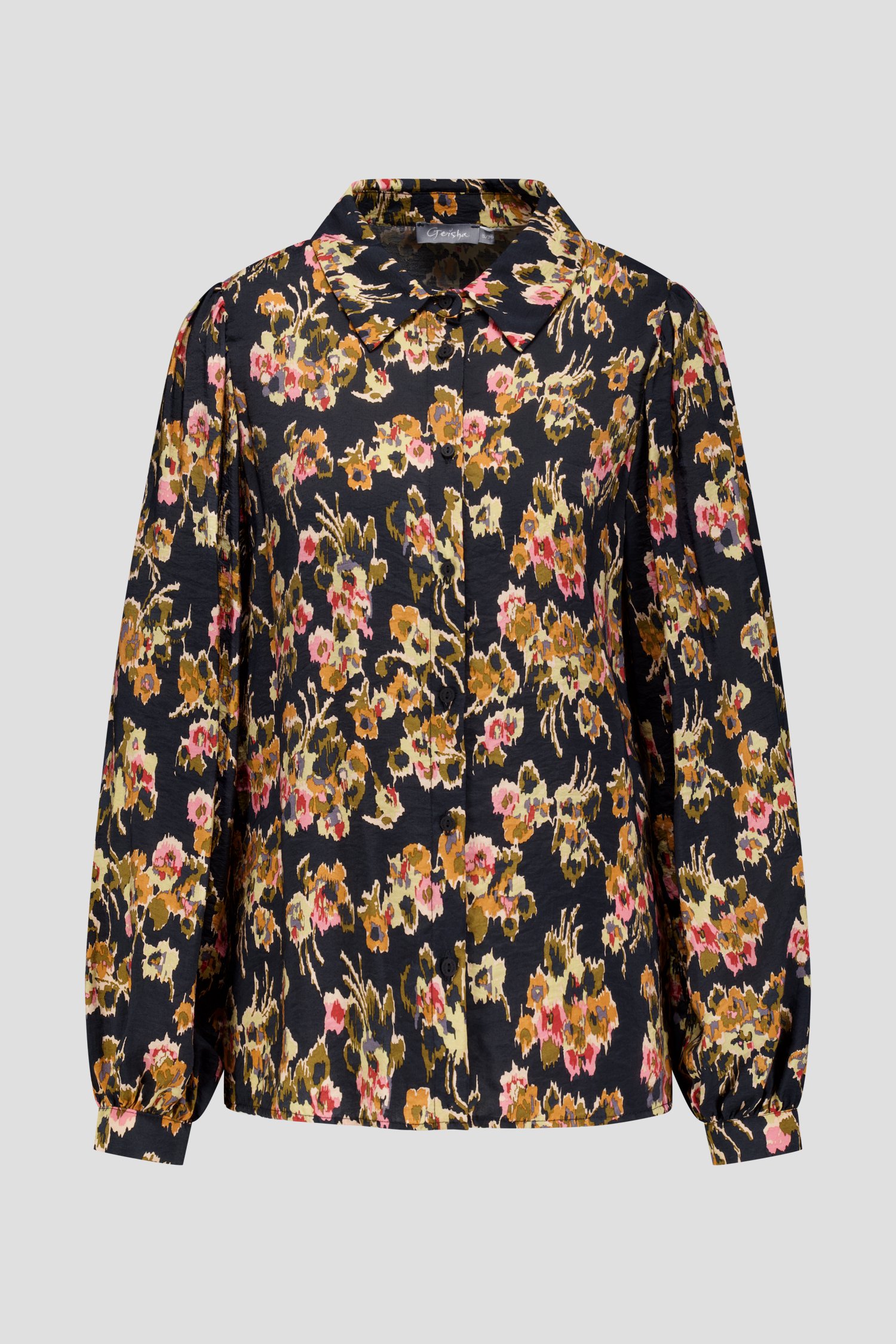 Photo produit 1 de Blouse noire à imprimé floral de Geisha pour Femmes