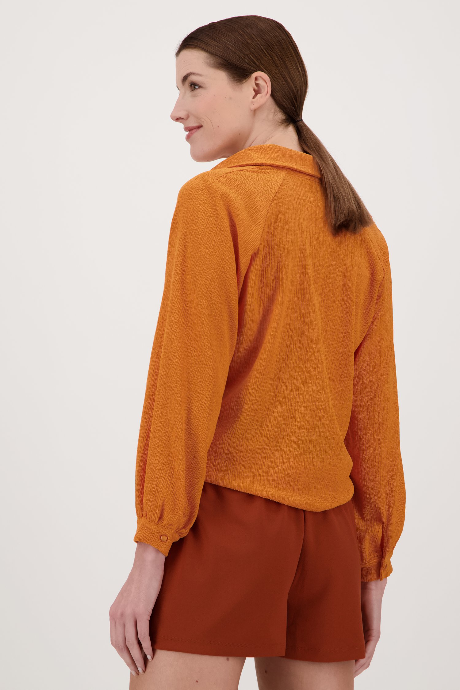 Blouse orange en tissu texturé léger de Liberty Island pour Femmes