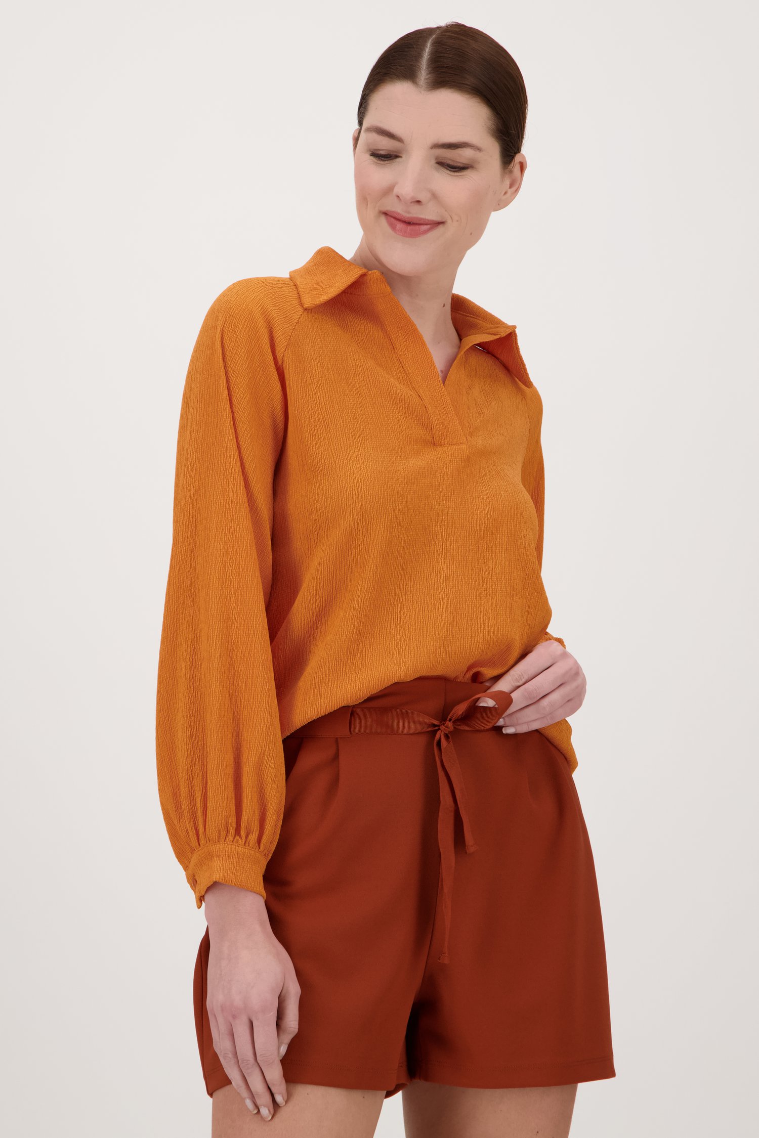 Blouse orange en tissu texturé léger de Liberty Island pour Femmes