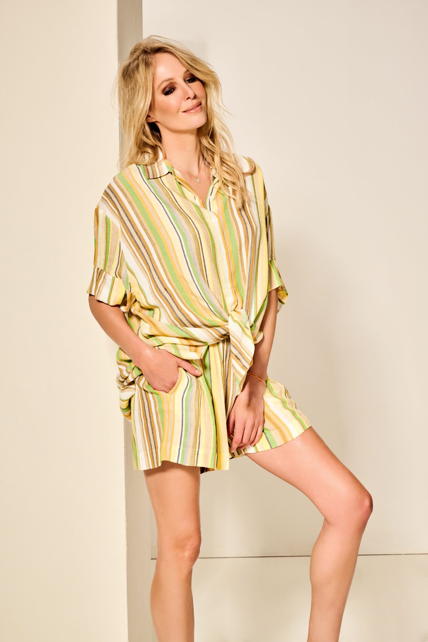 Blouse rayée en aspect lin de AC by Annelien Coorevits pour Femmes