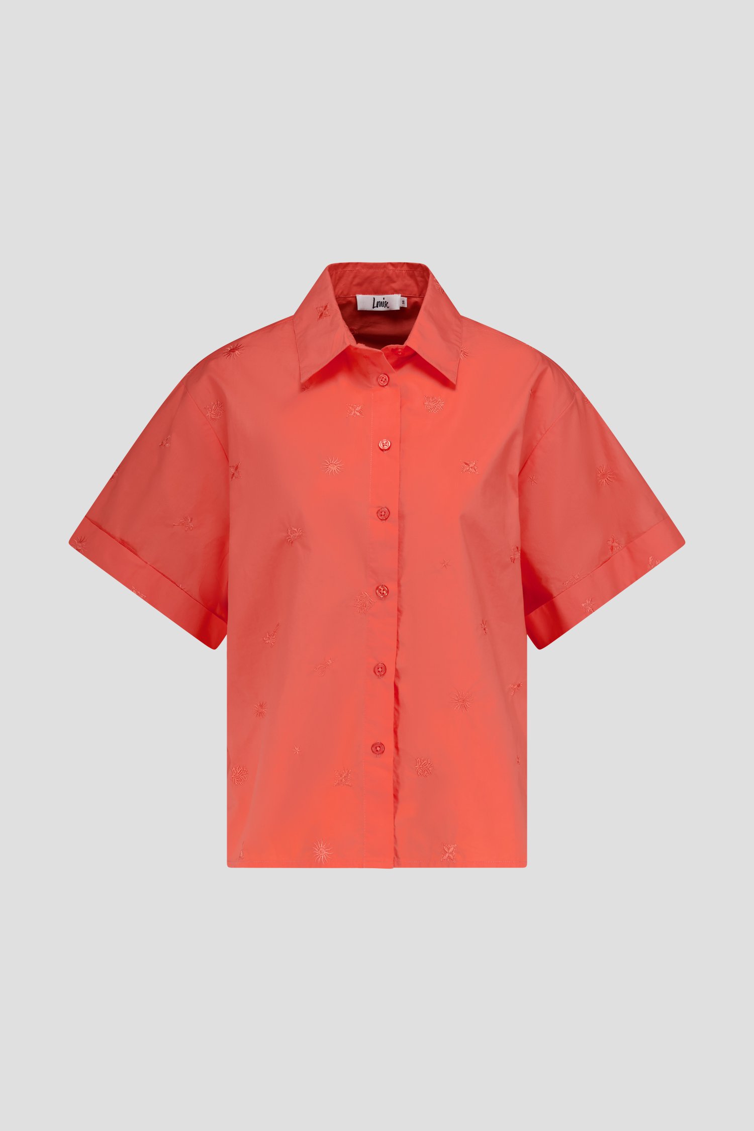 Blouse rose corail à manches courtes et boutons de Louise pour Femmes