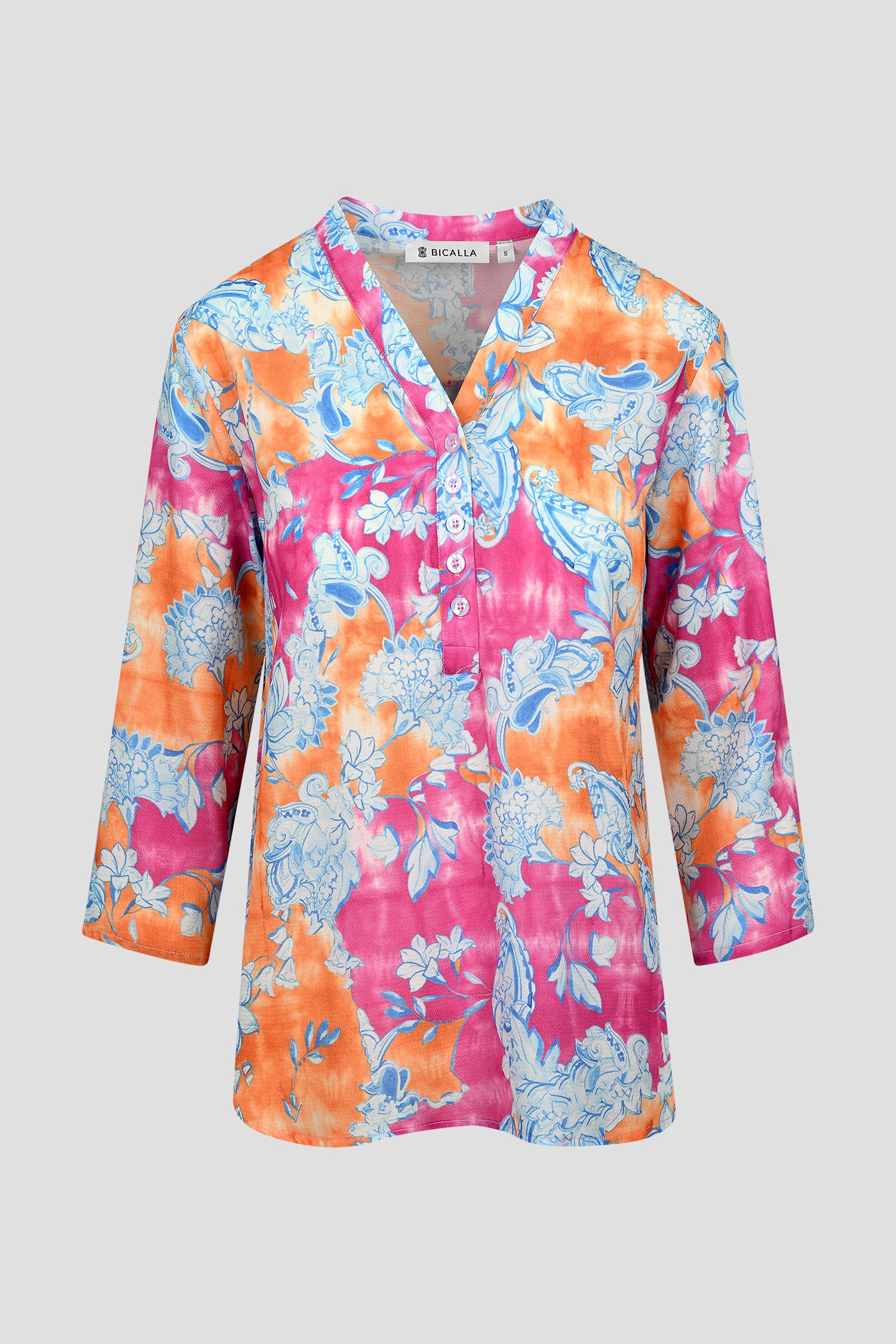 Photo produit 1 de Blouse rose-orange à imprimé floral de Bicalla pour Femmes