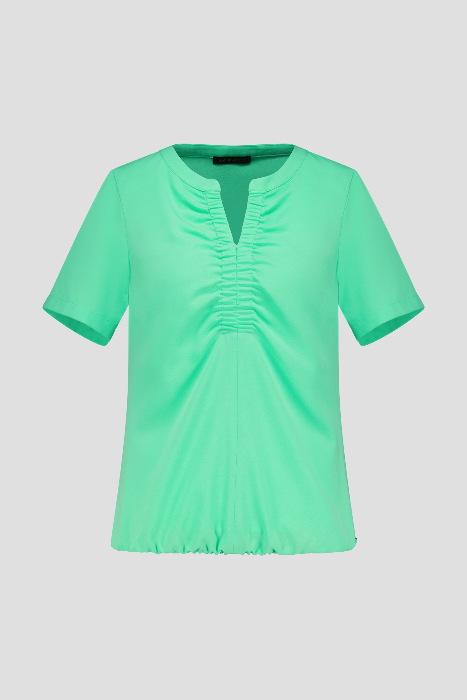 Blouse vert à col en V de Claude Arielle pour Femmes