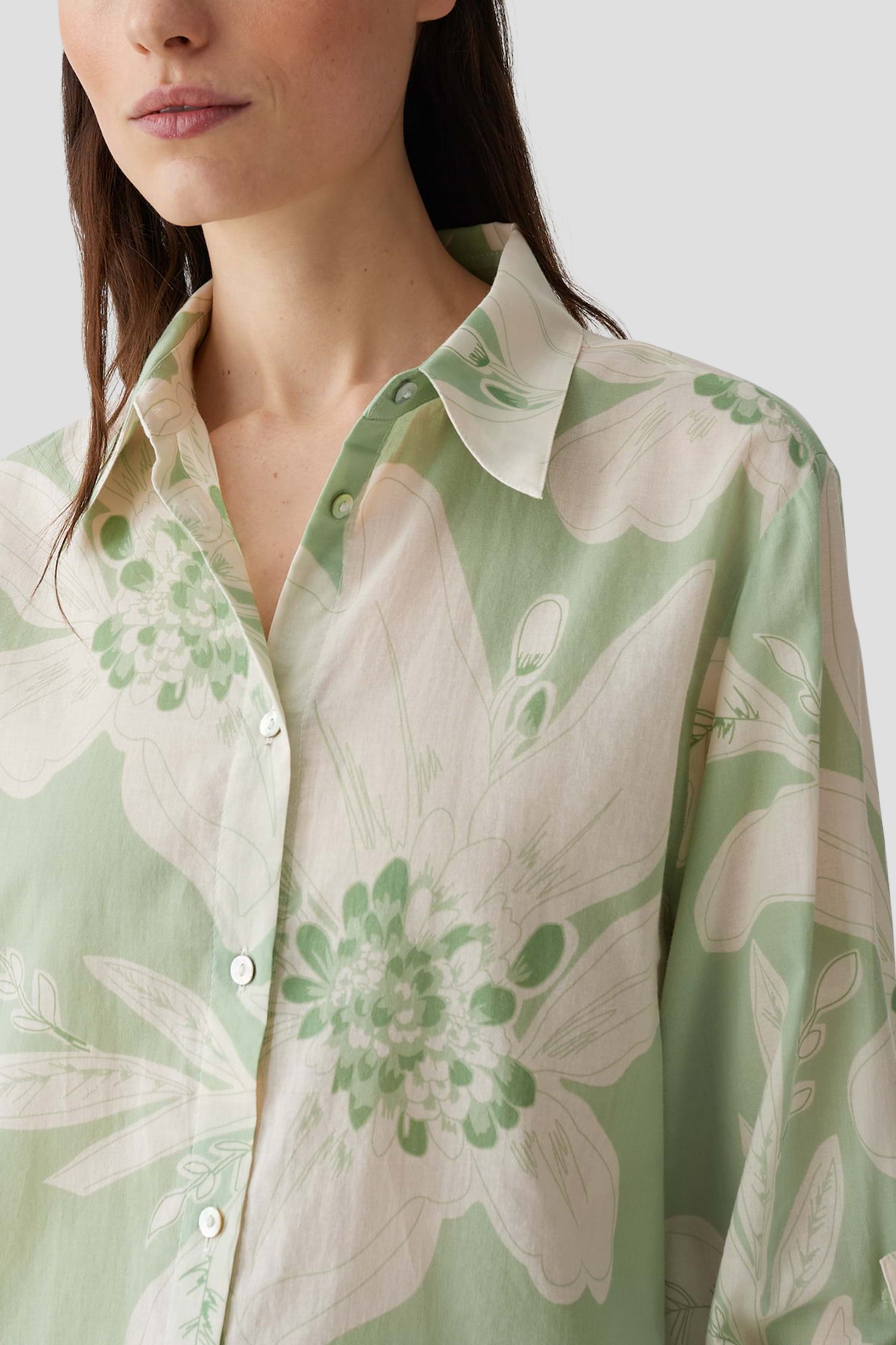 Blouse vert clair à imprimé floral blanc de Opus pour Femmes