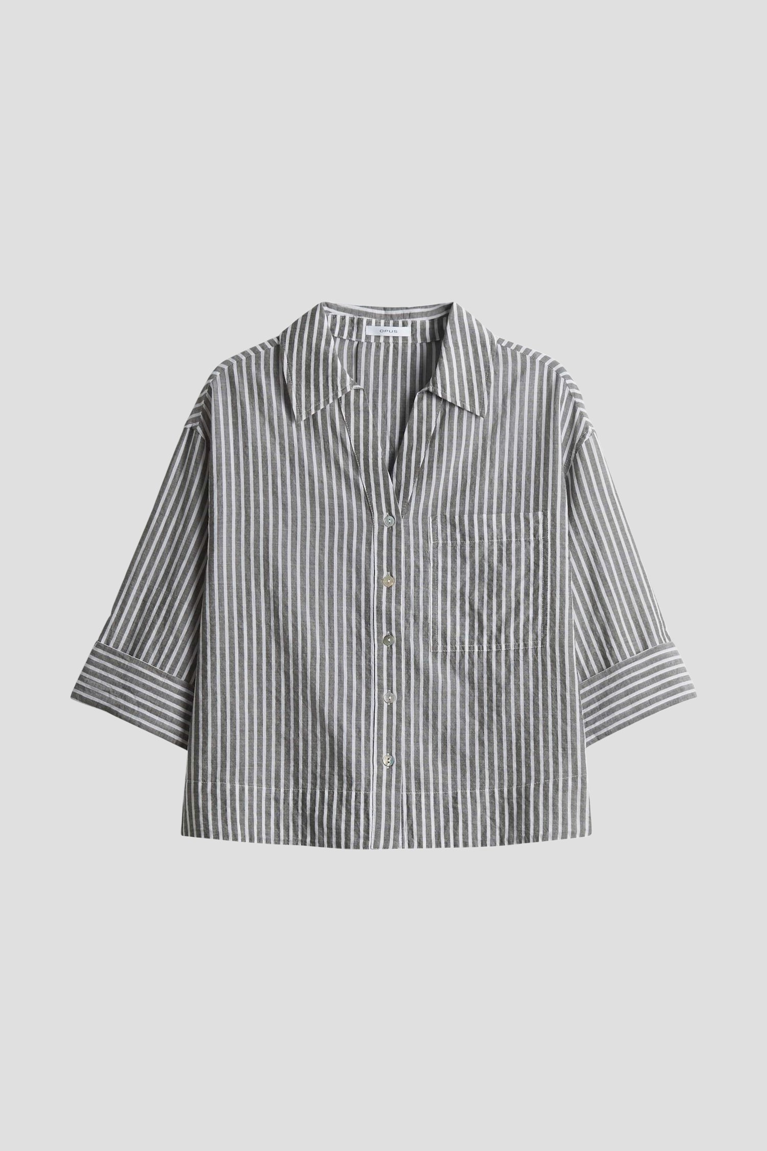 Blouse vert gris à rayures blanches de Opus pour Femmes