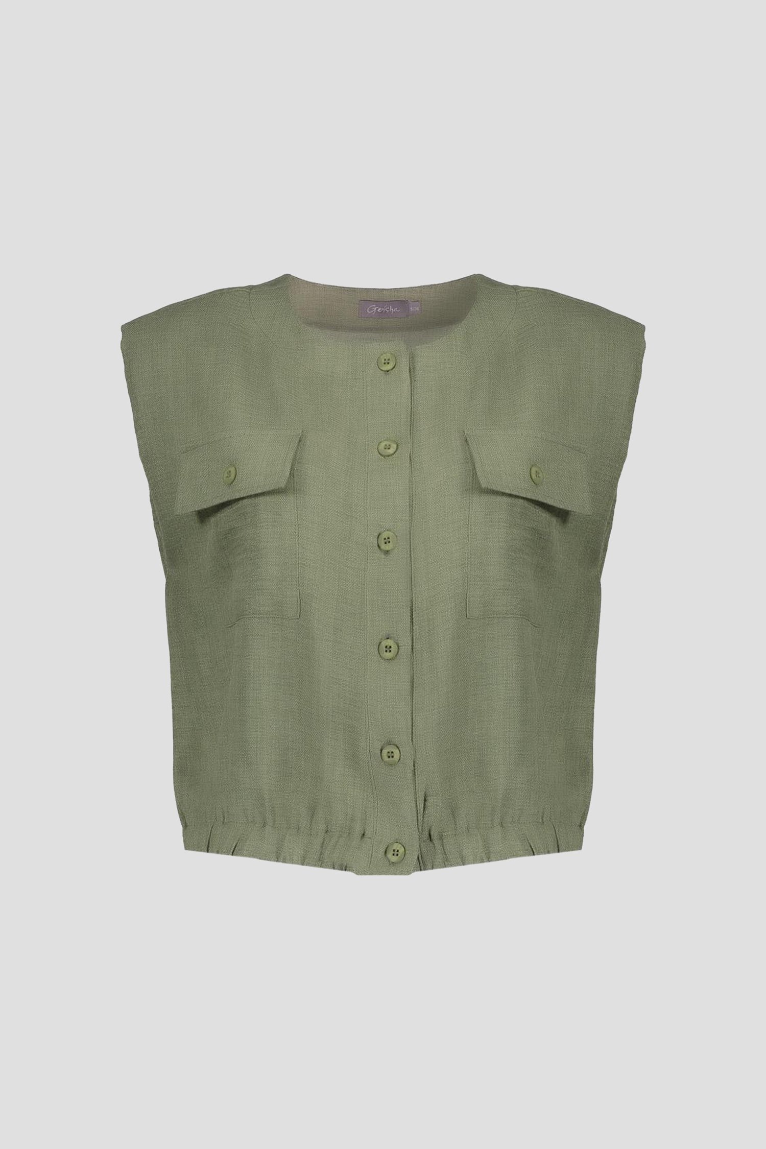 Photo produit 1 de Blouse vert olive à manches courtes de Geisha pour Femmes