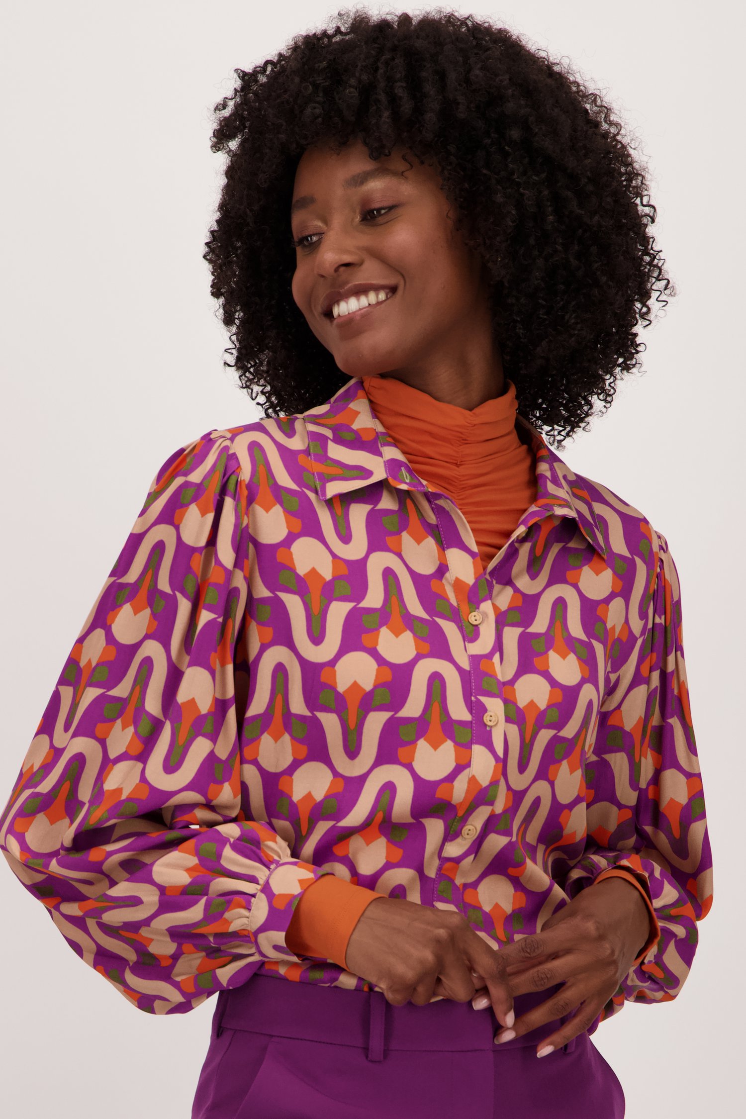Blouse violette imprimée de Geisha pour Femmes