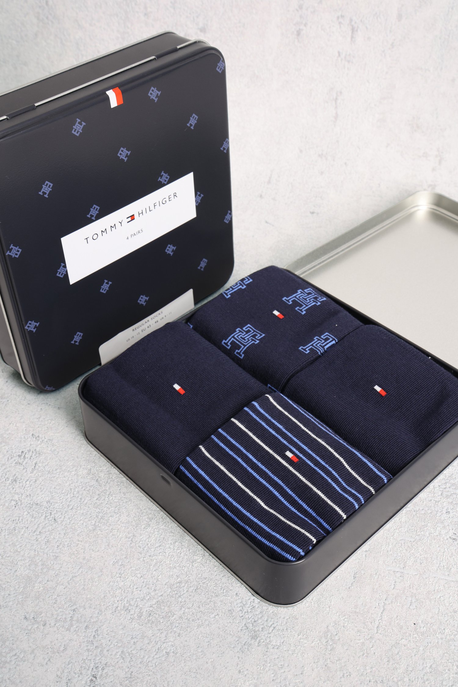 Boîte cadeau chaussettes navy - 4 paires de Tommy Hilfiger pour Hommes