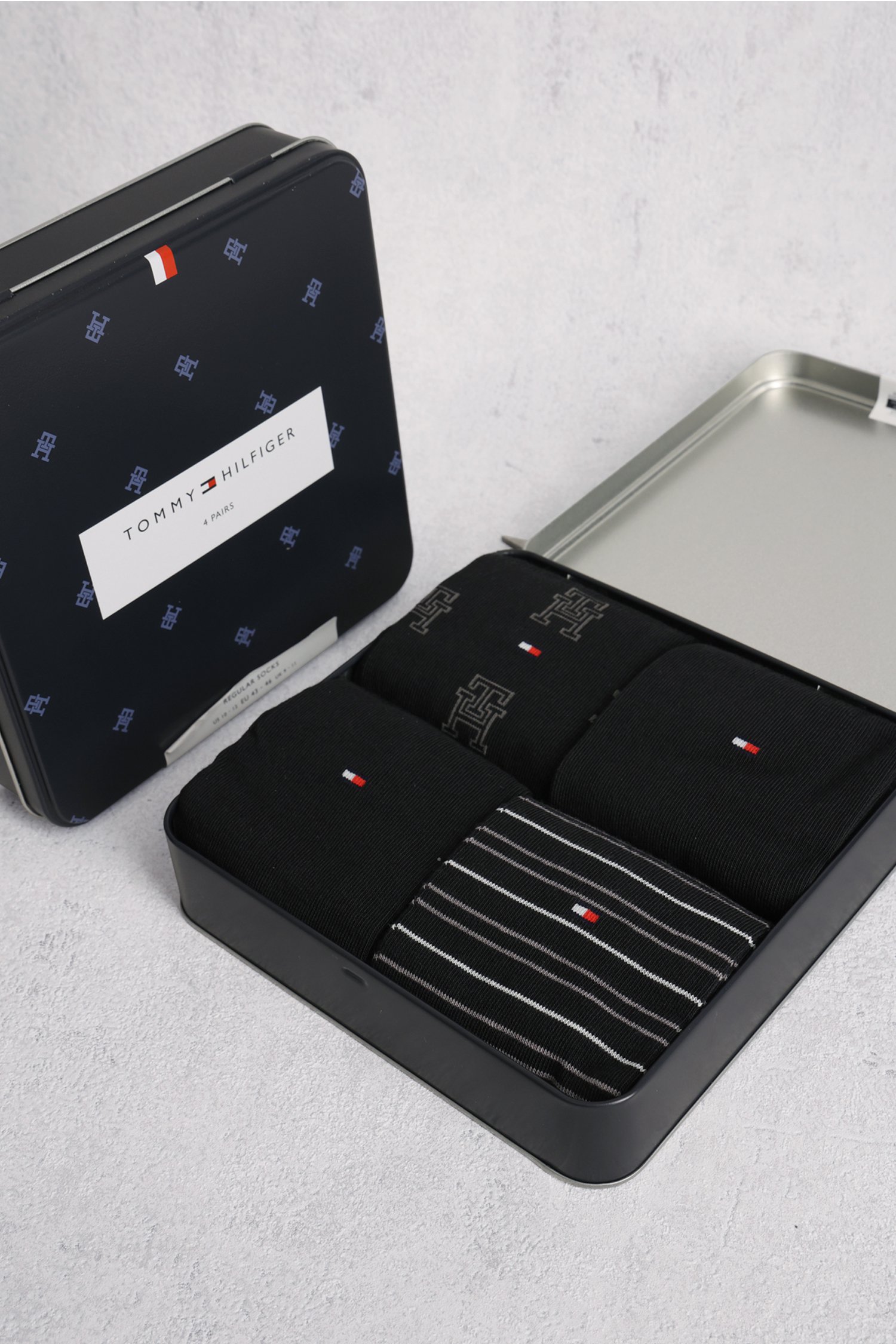 Boîte cadeau chaussettes noires - 4 paires de Tommy Hilfiger pour Hommes