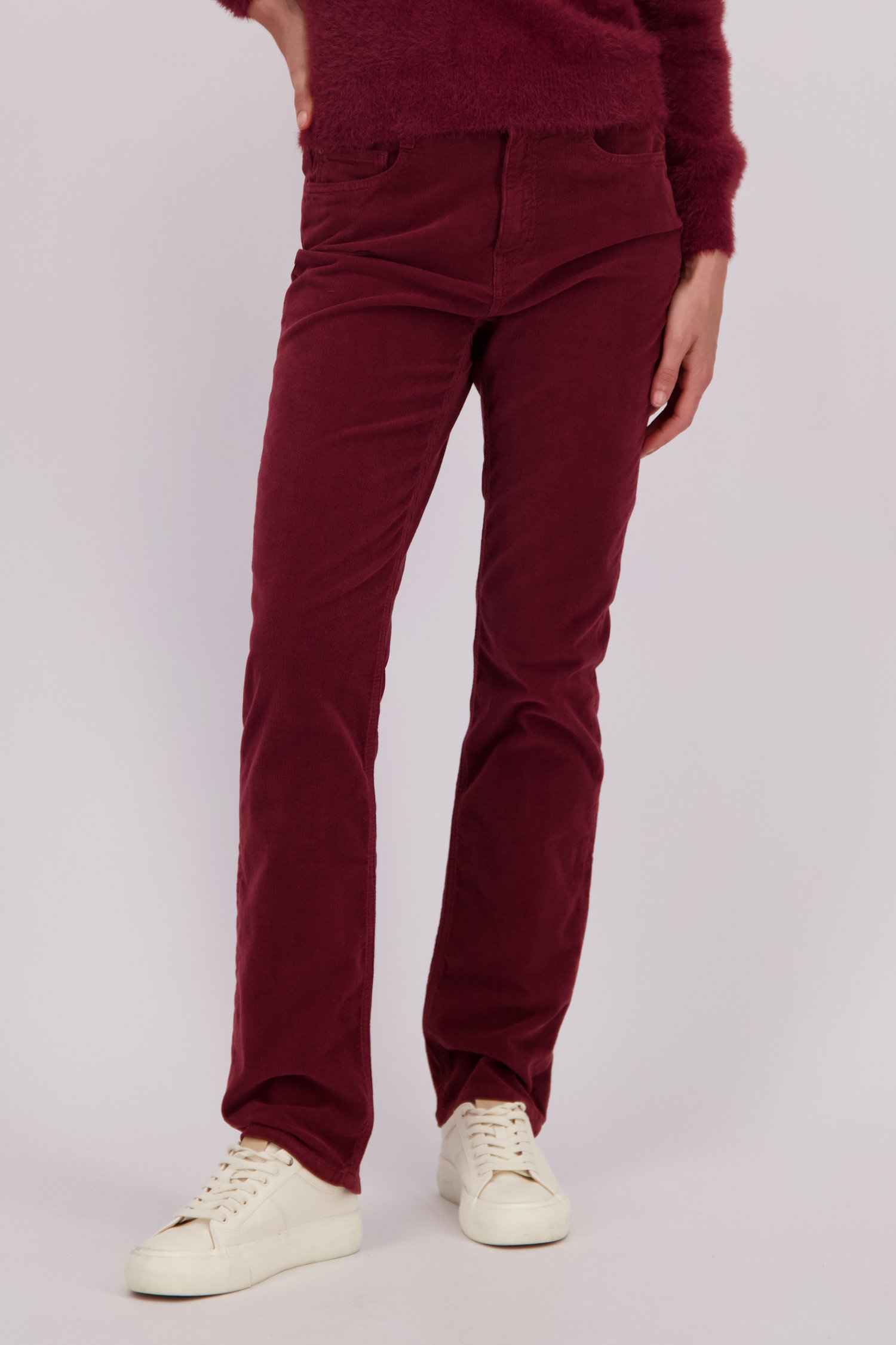 Voorkant van Bordeaux corduroy broek door Liberty Island voor Dames