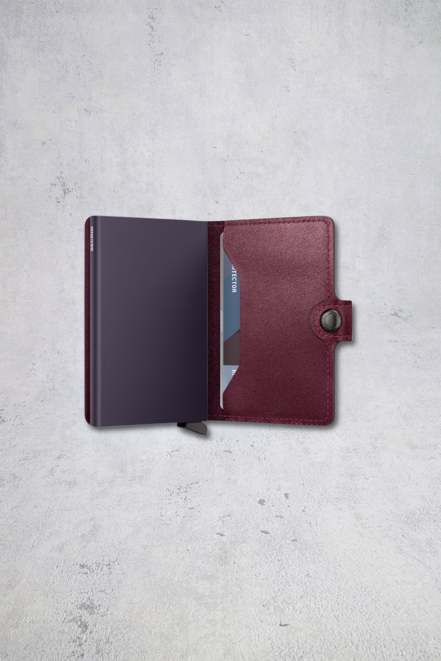 Detail van Bordeaux lederen kaarthouder - Miniwallet original door Secri voor Heren