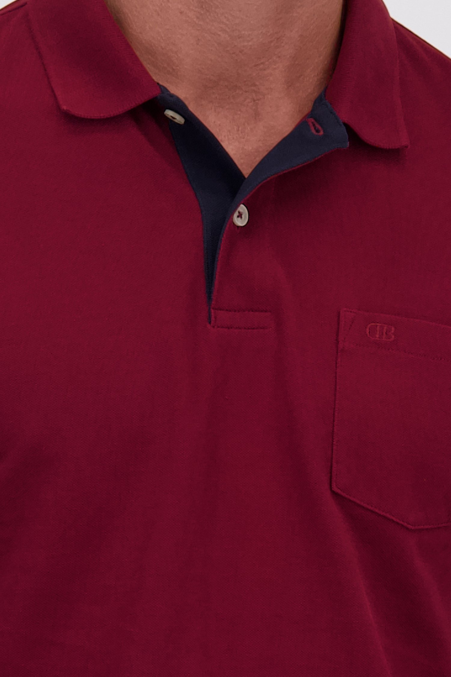 Detail van Bordeaux polo met lange mouwen door Dansaert Blue voor Heren