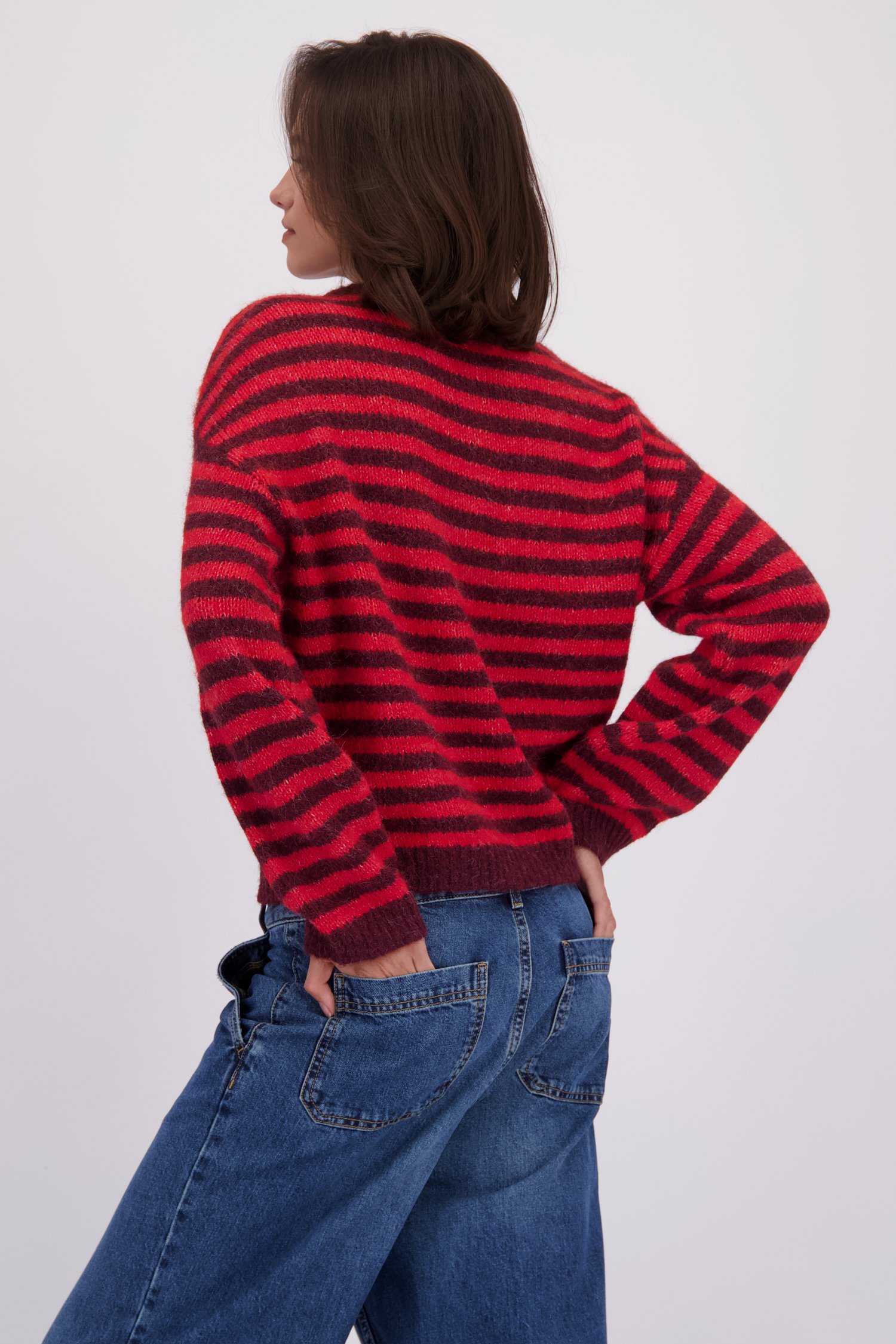 Achterkant van Bordeaux-rood gestreepte trui door JDY voor Dames