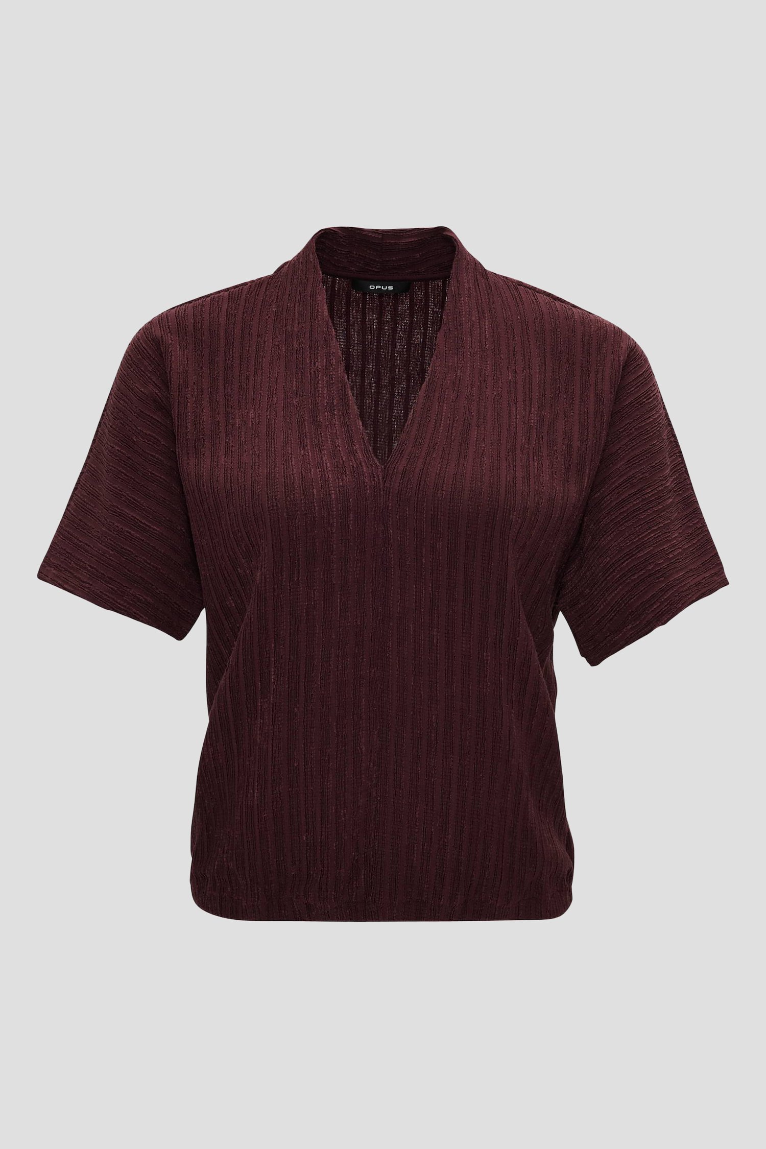Bordeaux T-shirt met gestreepte textuur van Opus voor Dames