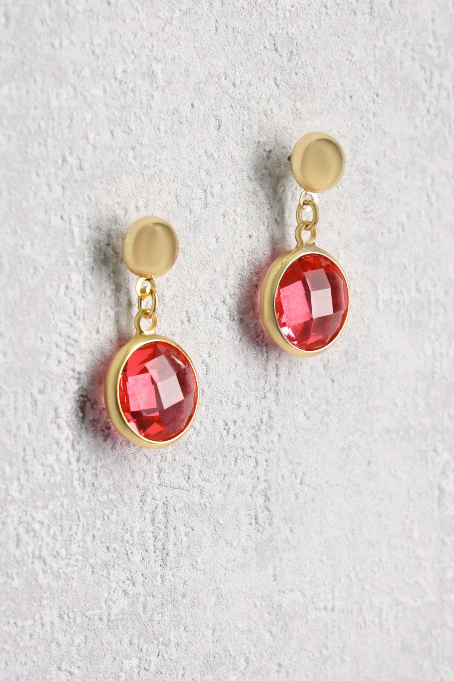 Boucles d'oreilles rondes rouges de Liberty Island pour Femmes