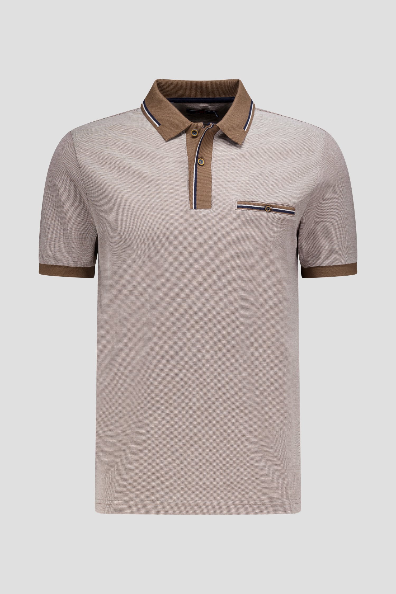 Productfoto 1 van Bruin-beige gemêleerde polo  door Dansaert Blue voor Heren