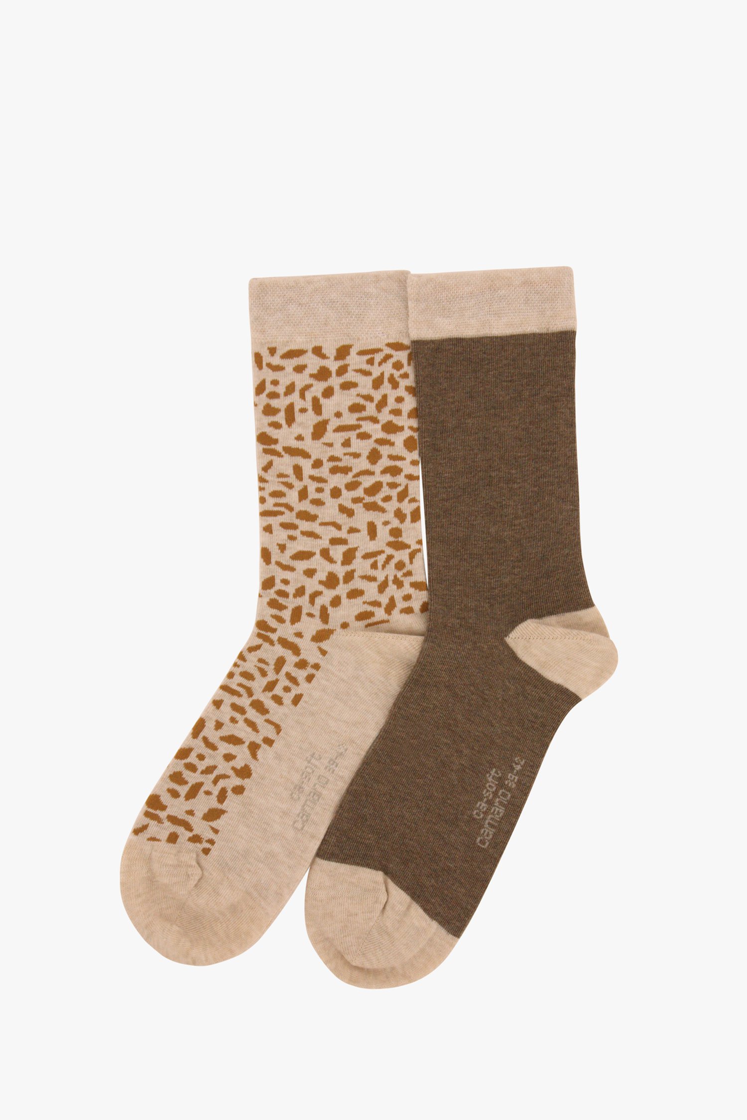 Lelie Kosmisch samenzwering Bruin-beige sokken met print - 2 paar van Camano | 9701919 | e5
