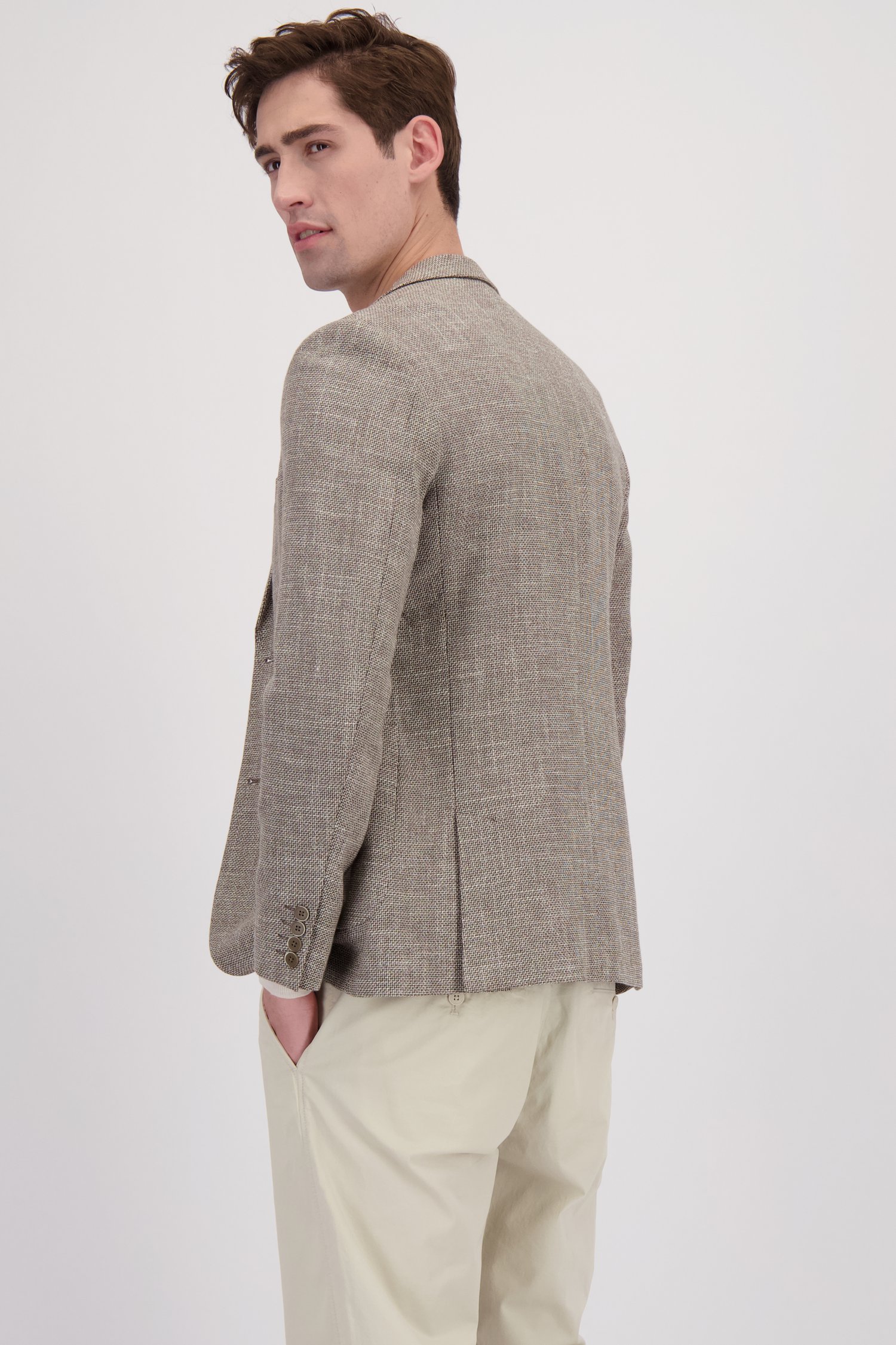 Achterkant van Bruin gemêleerde blazer met structuur  door Matinique voor Heren