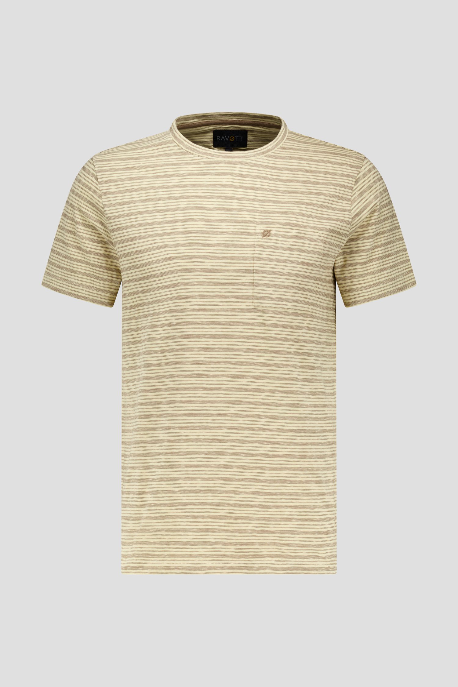 Bruin gestreept T-shirt van Ravøtt voor Heren
