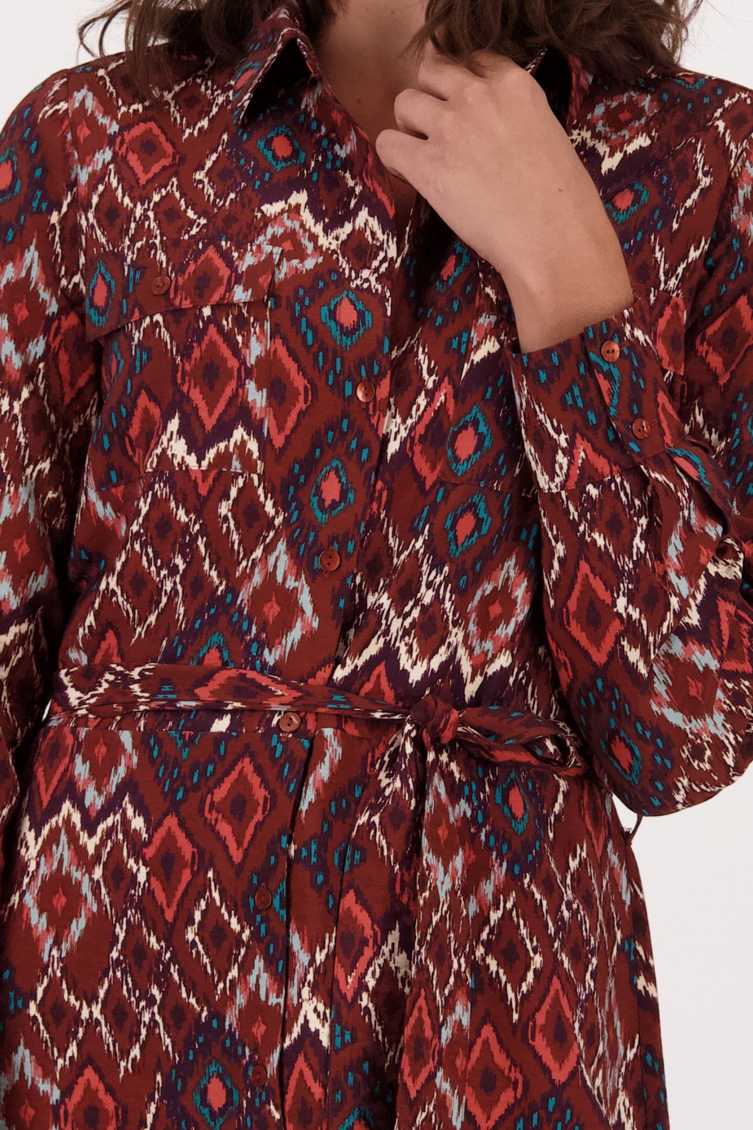 Bruin kleedje met geruite print  van Liberty Loving nature voor Dames
