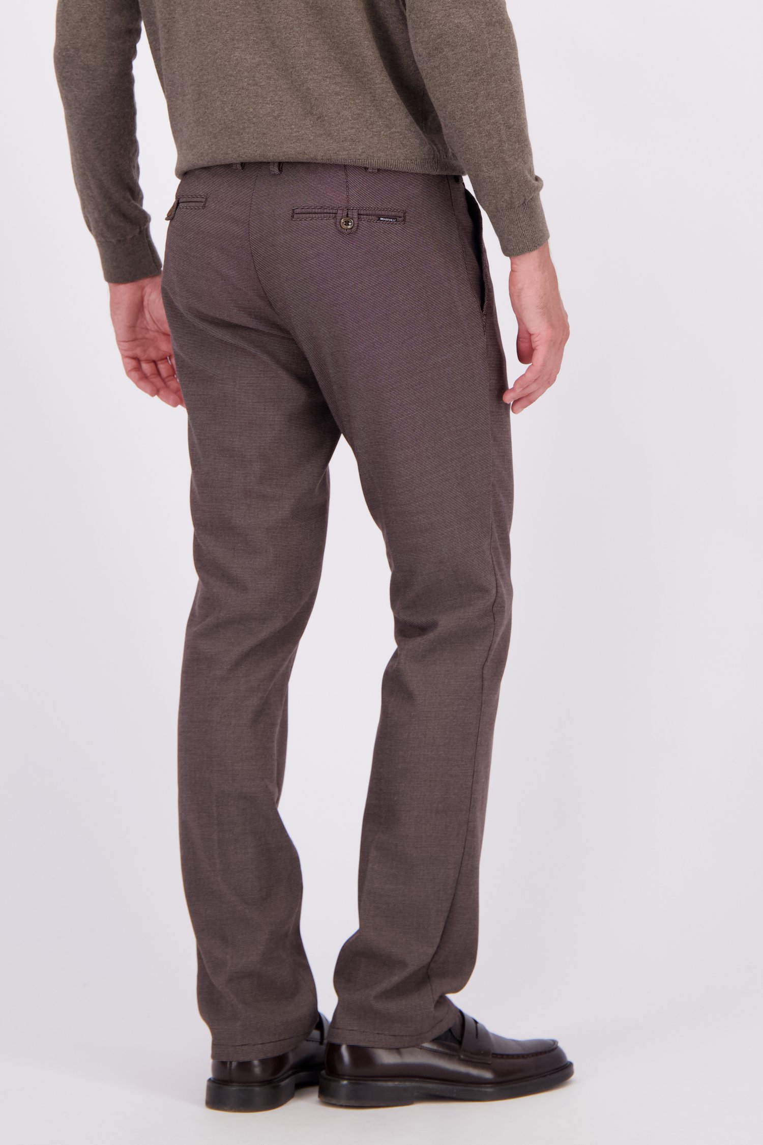 Achterkant van Bruine gemêleerde chino - Louisiana - Regular fit door Brassville voor Heren