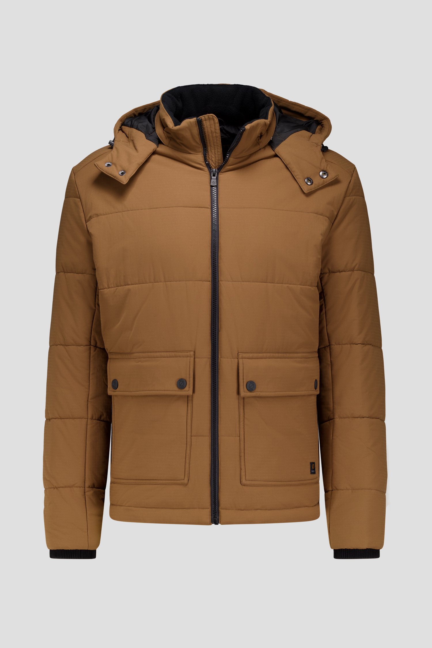 Productfoto 1 van Bruine gewatteerde jas met afneembare kap door Ravøtt voor Heren