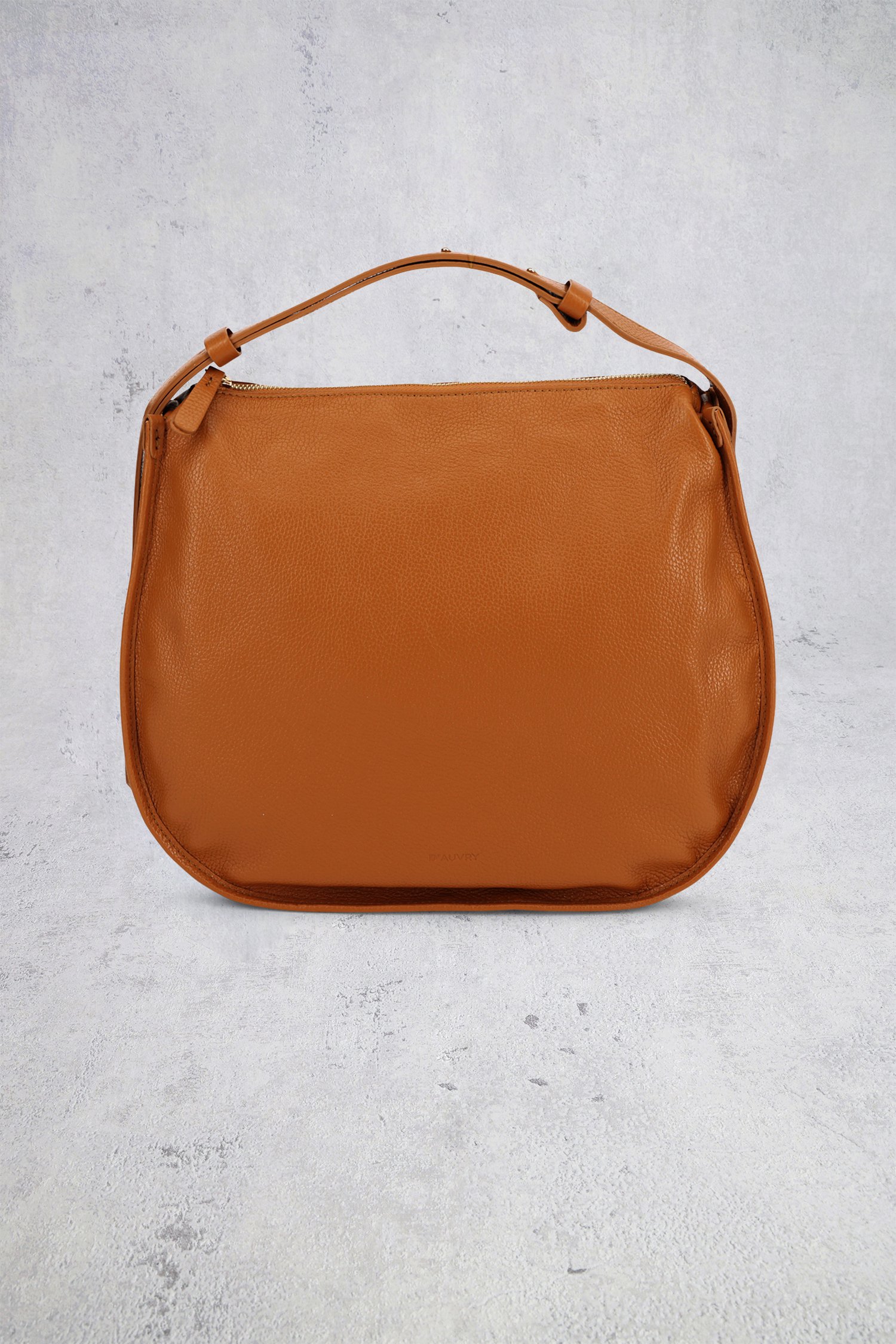 Detail van Bruine lederen handtas door D'Auvry voor Dames