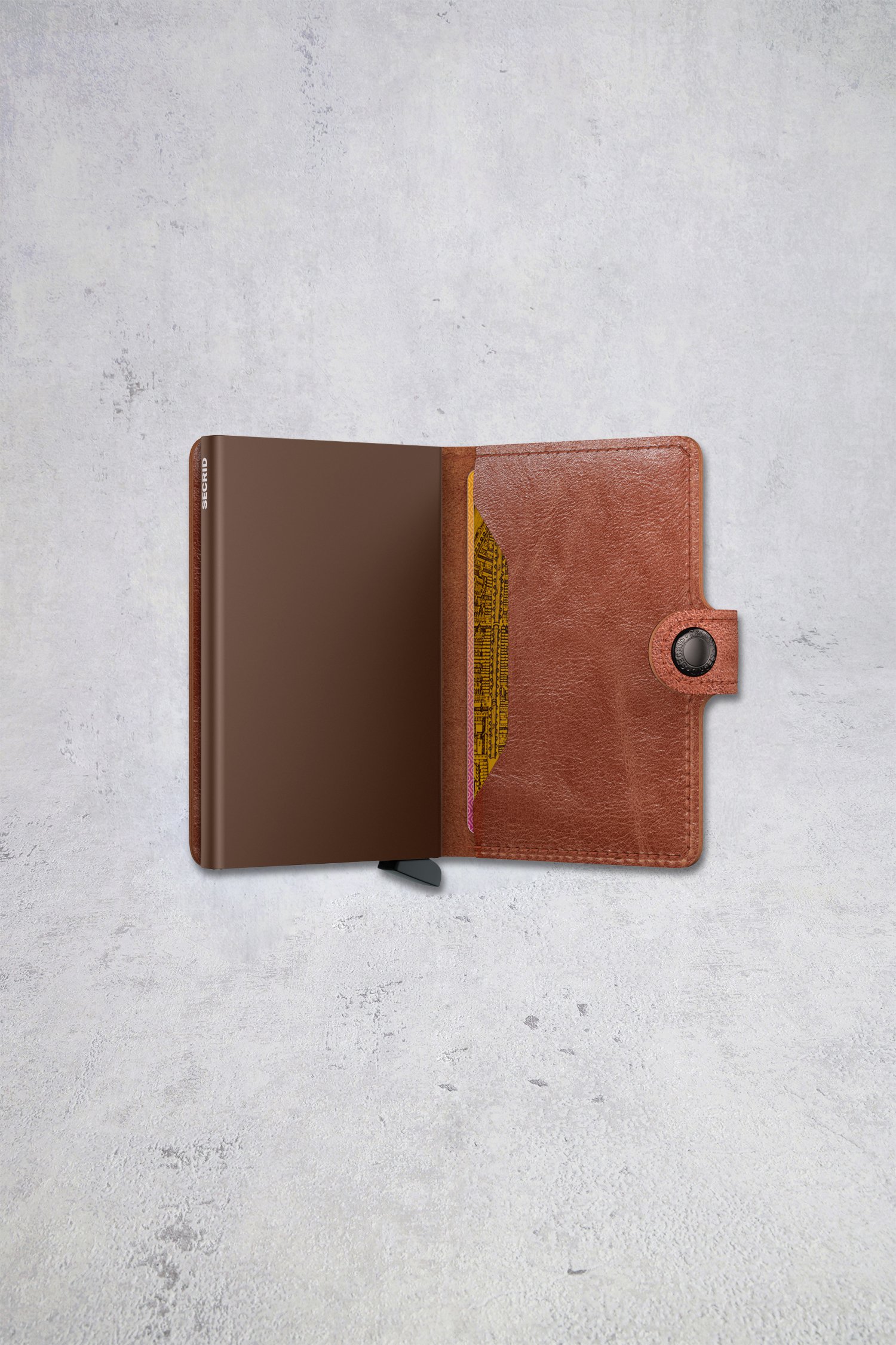 Detail van Bruine lederen kaarthouder  - Miniwallet vintage door Secri voor Heren