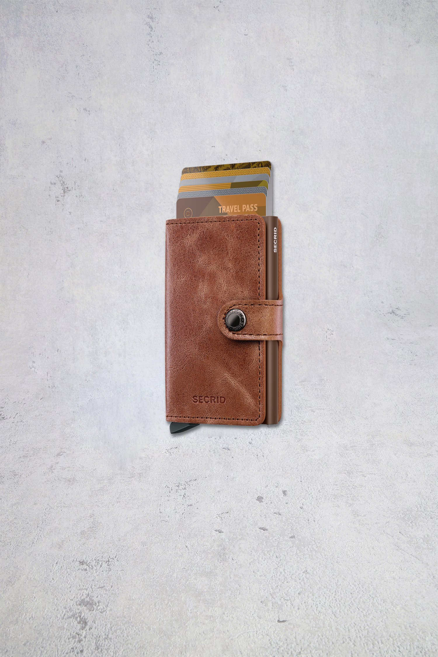 Extra foto 1 van Bruine lederen kaarthouder  - Miniwallet vintage door Secri voor Heren