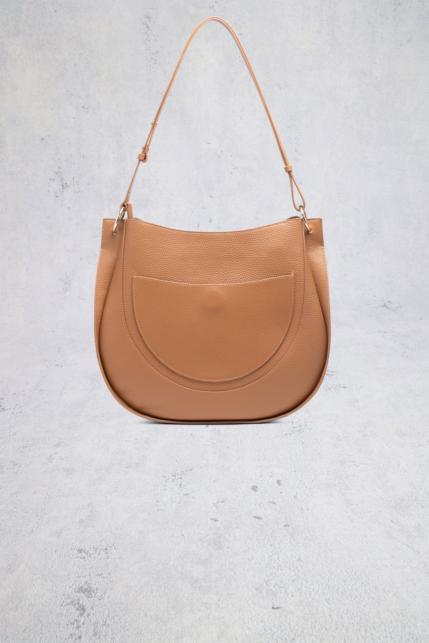 Achterkant van Bruine lederen schoudertas door Crinkles voor Dames