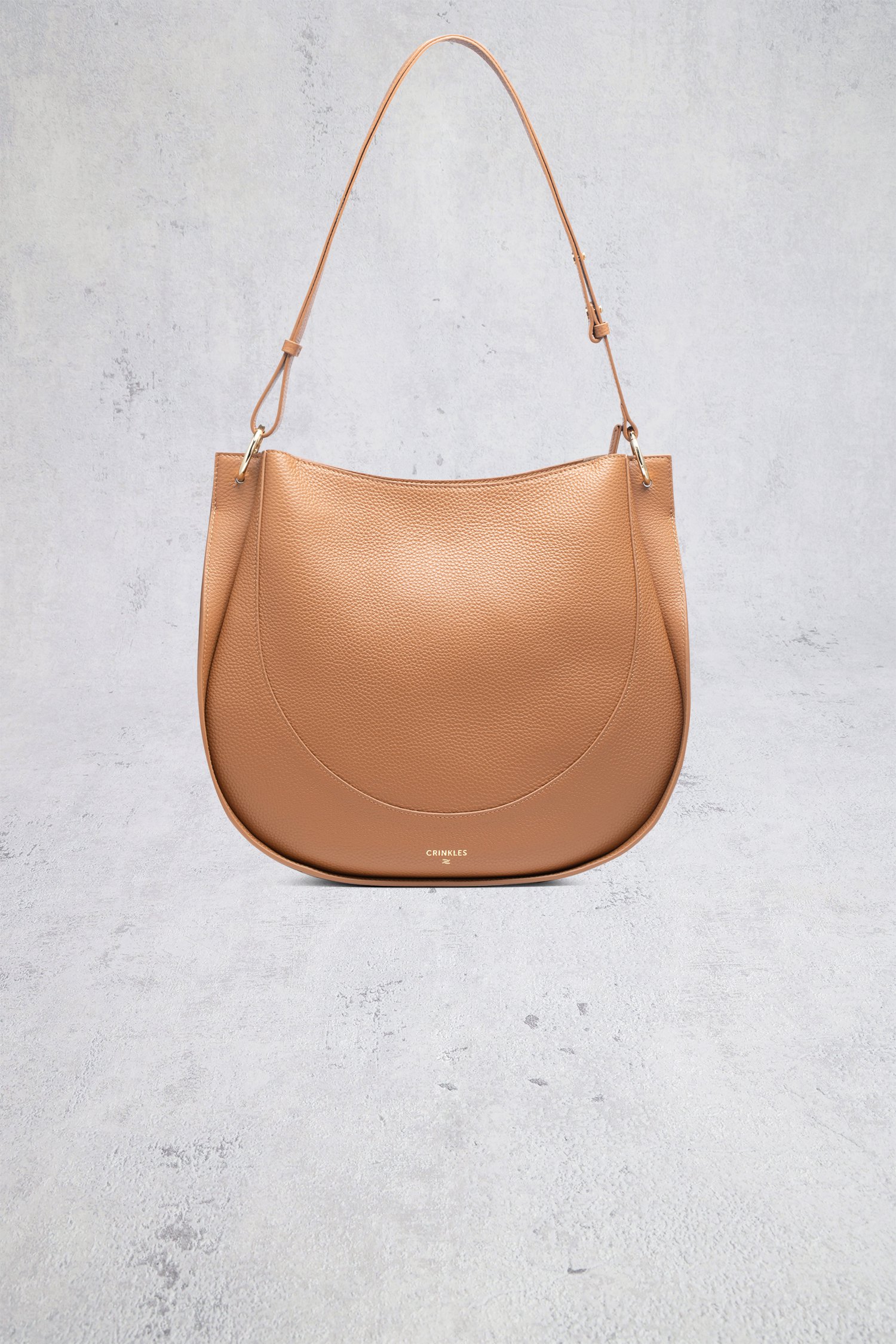 Voorkant van Bruine lederen schoudertas door Crinkles voor Dames