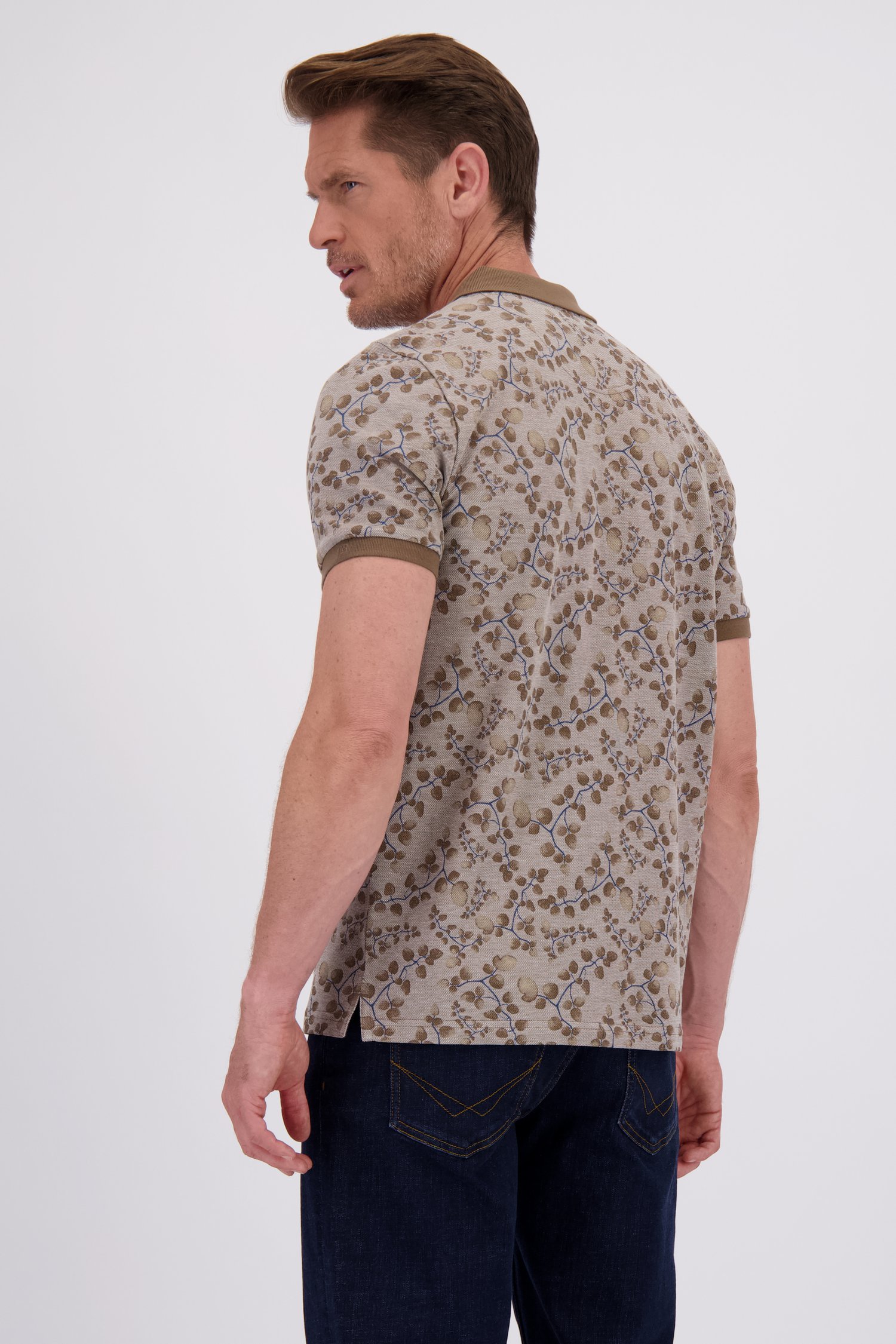 Achterkant van Bruine polo met print  door Dansaert Blue voor Heren