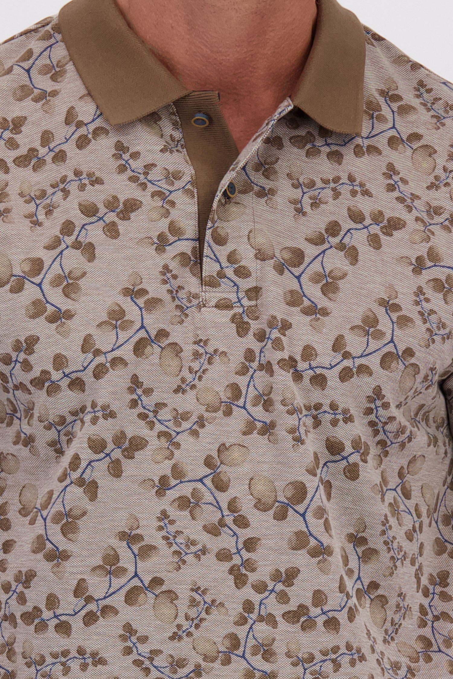 Detail van Bruine polo met print  door Dansaert Blue voor Heren