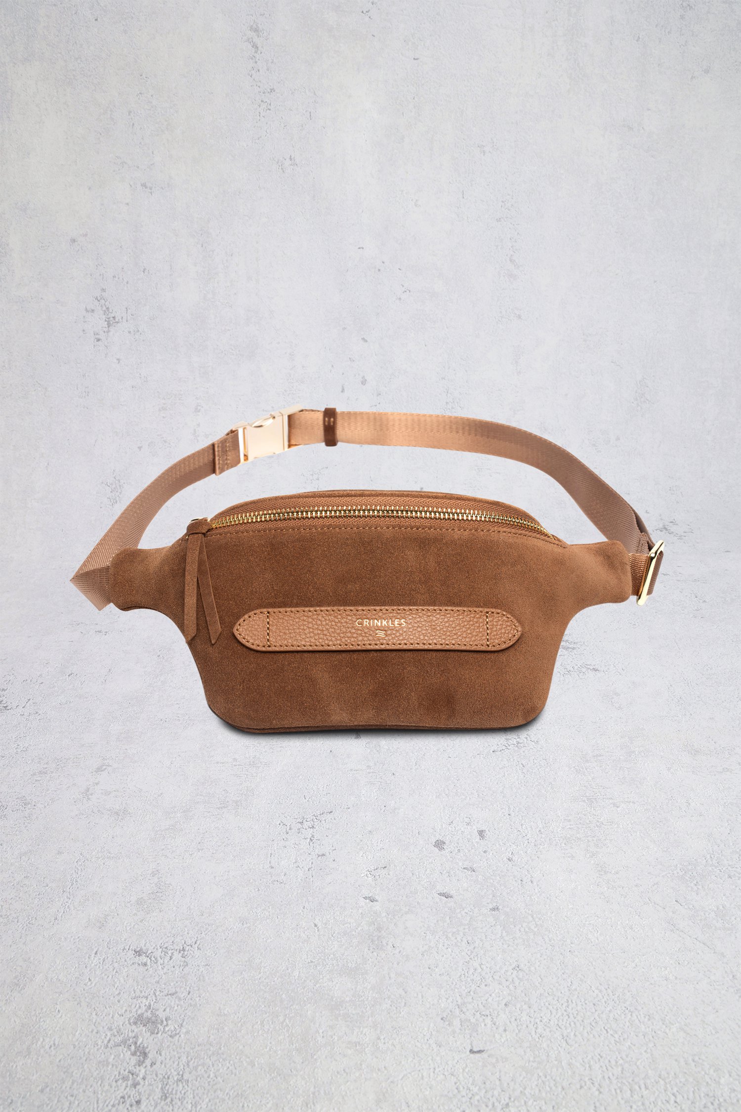 Voorkant van Bruine suède crossbodytas door Crinkles voor Dames