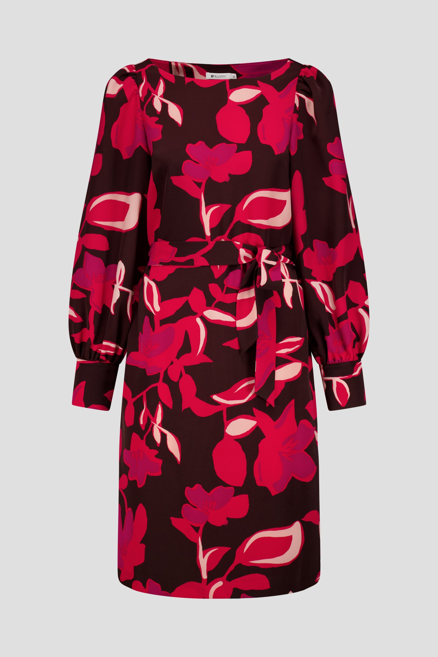 Productfoto 1 van Burgundy kleedje met fuchsia bloemenprint door D'Auvry voor Dames