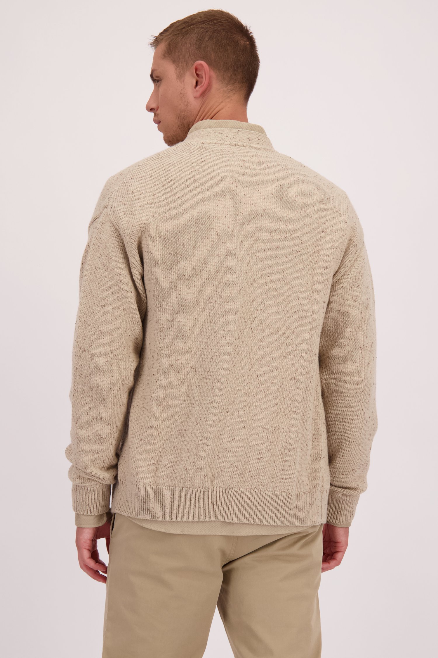 Le dos de Cardigan beige à boutons de Casual Five pour Hommes