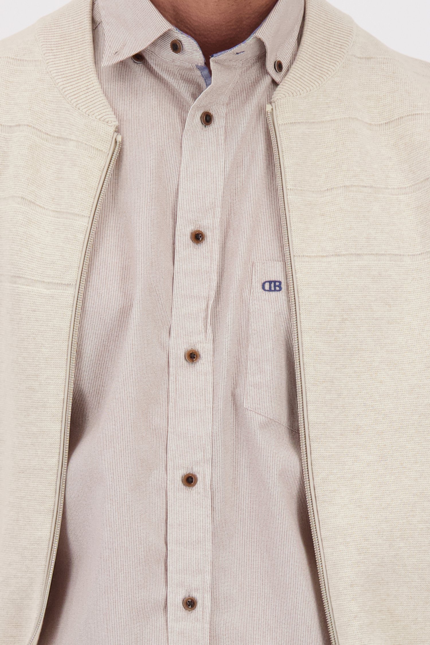Détail de Cardigan beige à fermeture éclair de Dansaert Blue pour Hommes