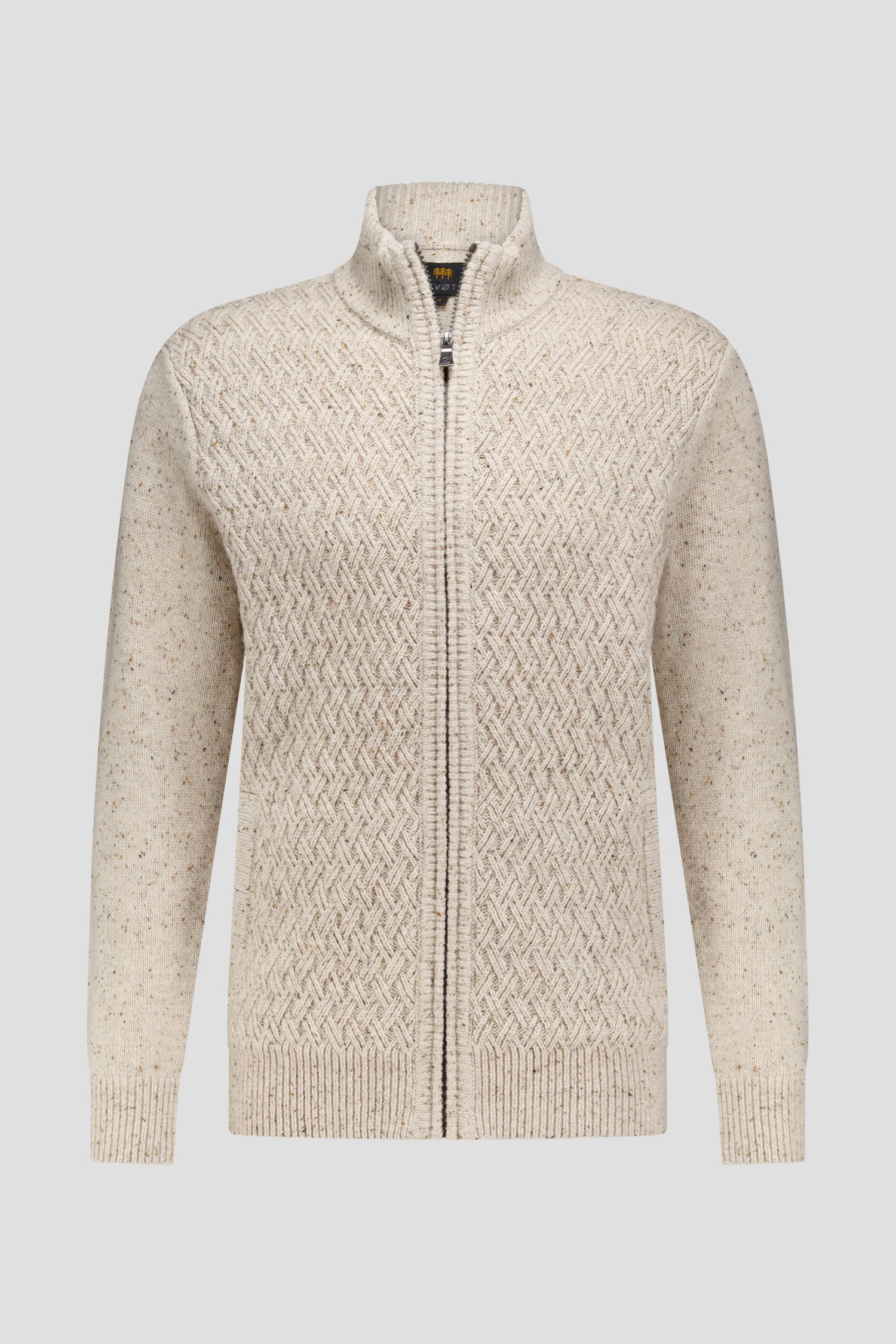 Photo produit 1 de Cardigan beige avec fermeture éclair de Ravøtt pour Hommes