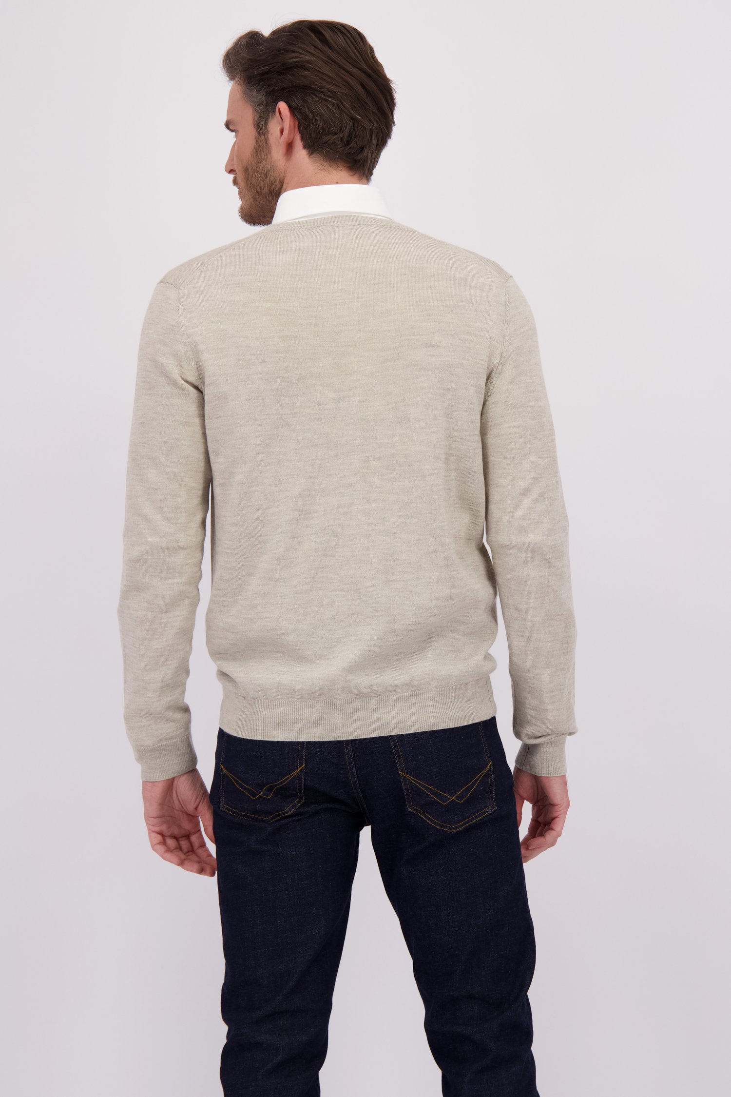 Le dos de Cardigan beige finement tricoté de Dansaert Black pour Hommes
