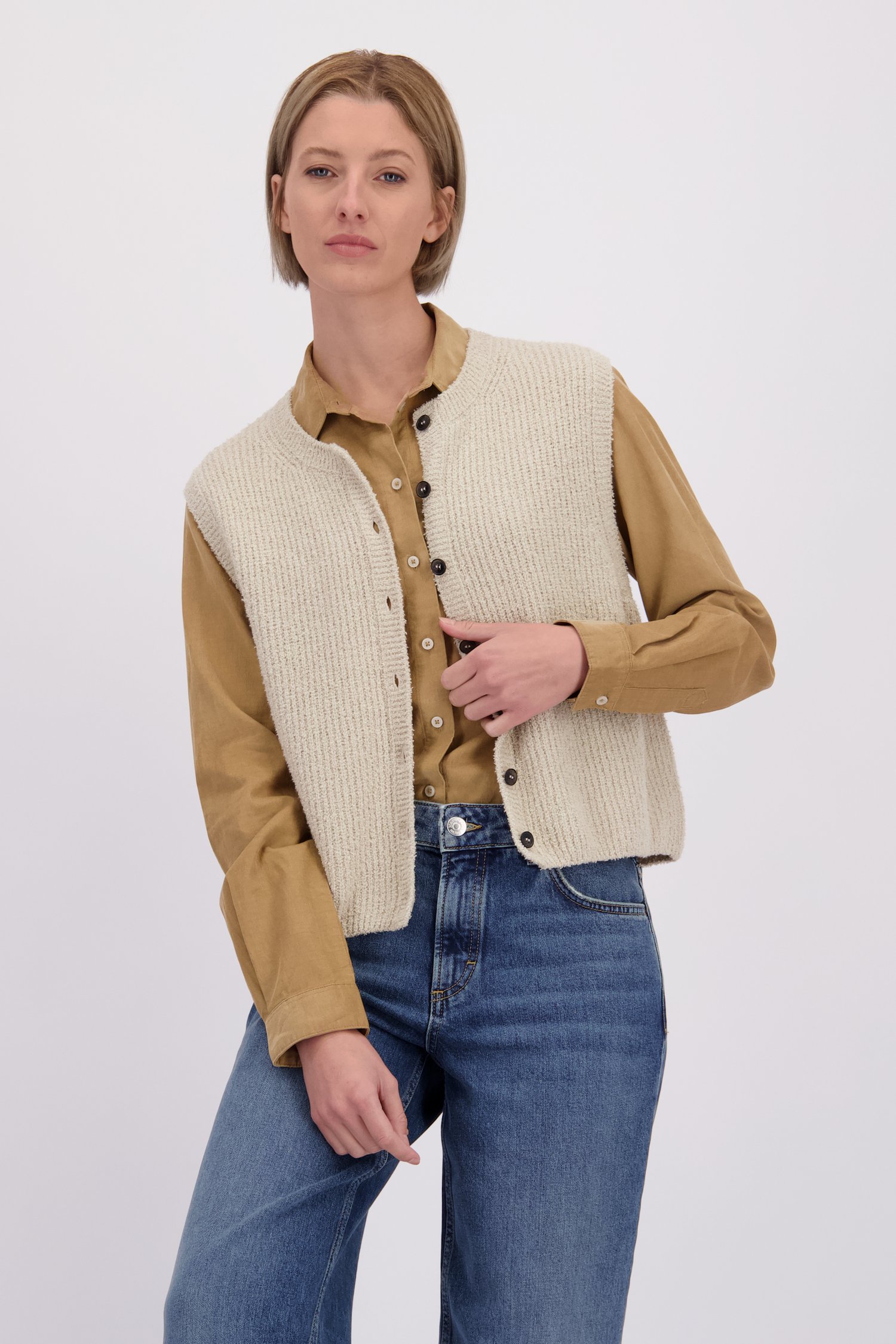 Le devant de Cardigan beige sans manches de Marc O'Polo pour Femmes