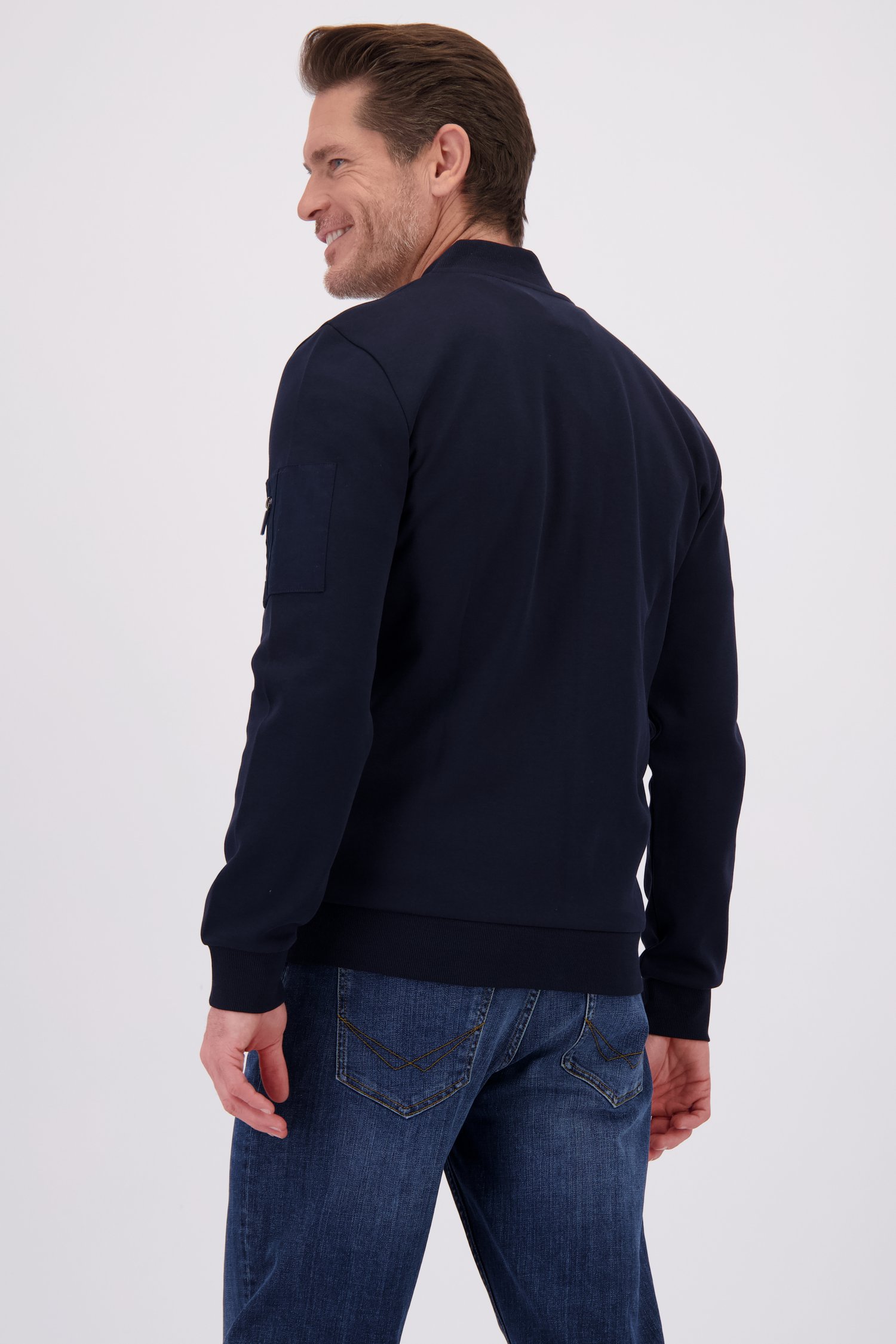 Le dos de Cardigan bleu à fermeture zippée de Dansaert Blue pour Hommes