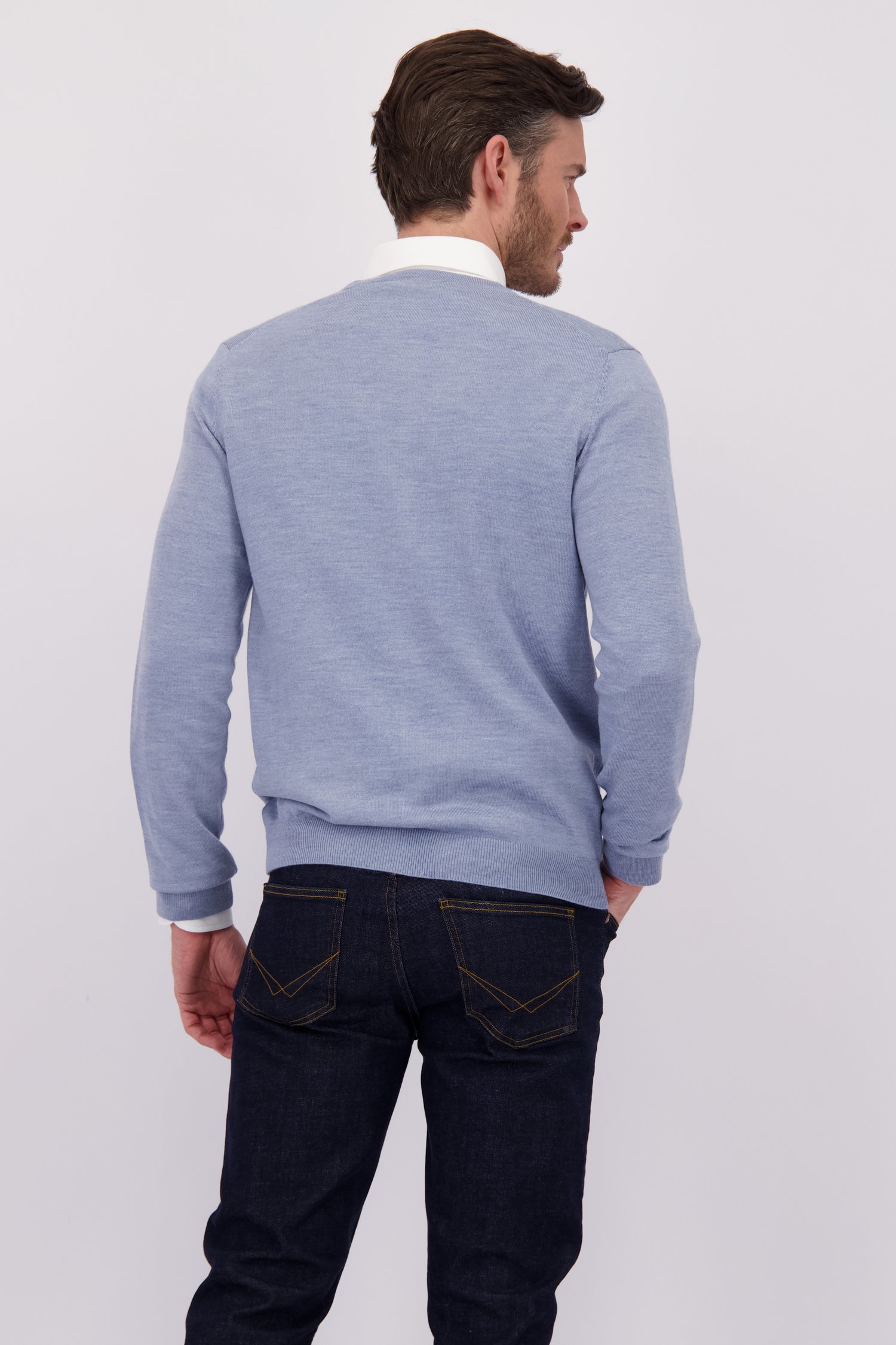 Le dos de Cardigan bleu finement tricoté de Dansaert Black pour Hommes