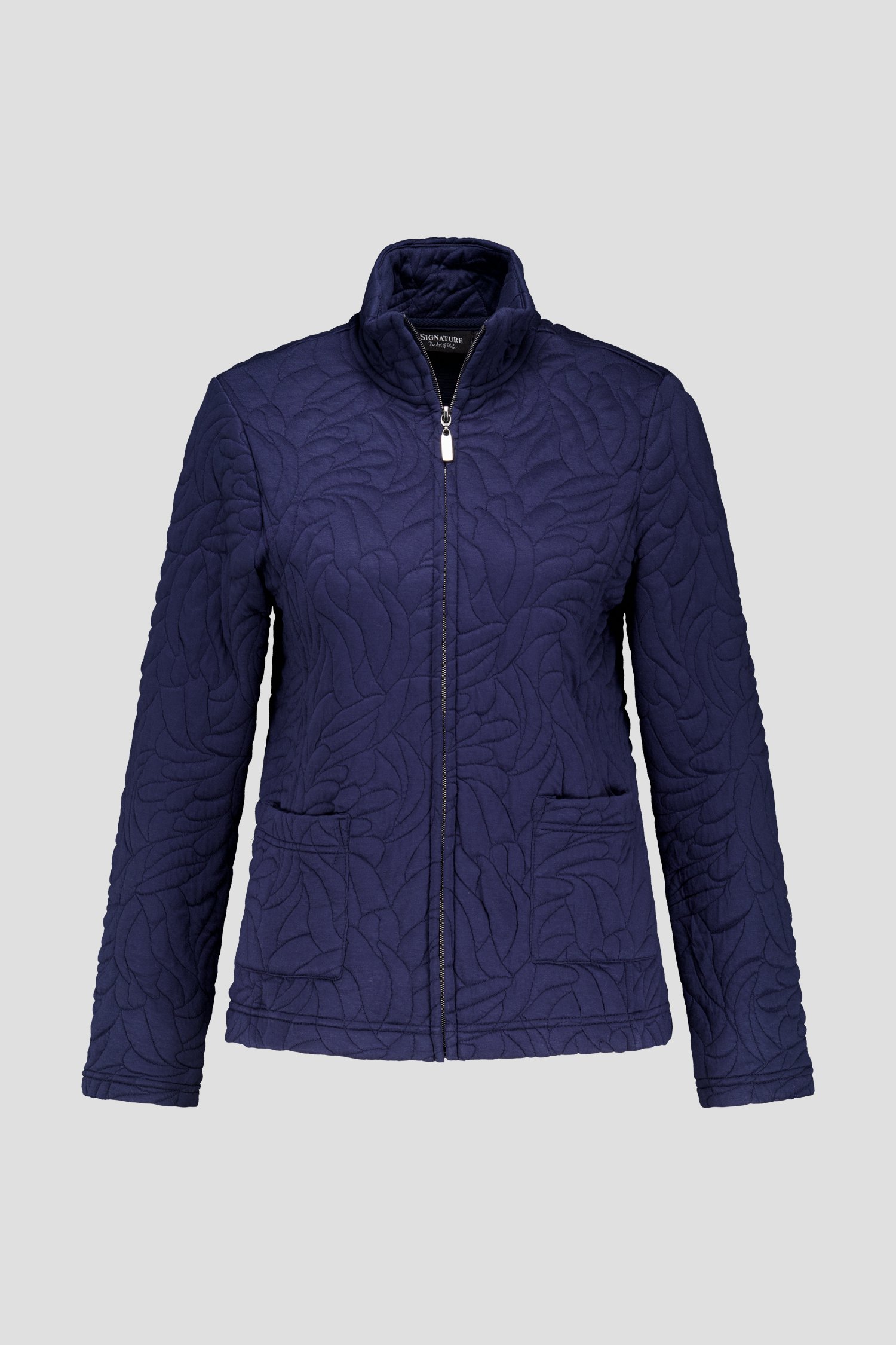 Cardigan bleu foncé avec motif brodé  de Signature pour Femmes