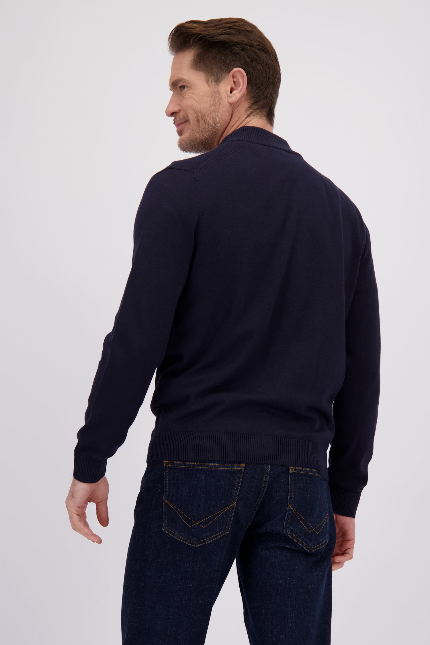 Le dos de Cardigan bleu foncé zippé de Dansaert Blue pour Hommes