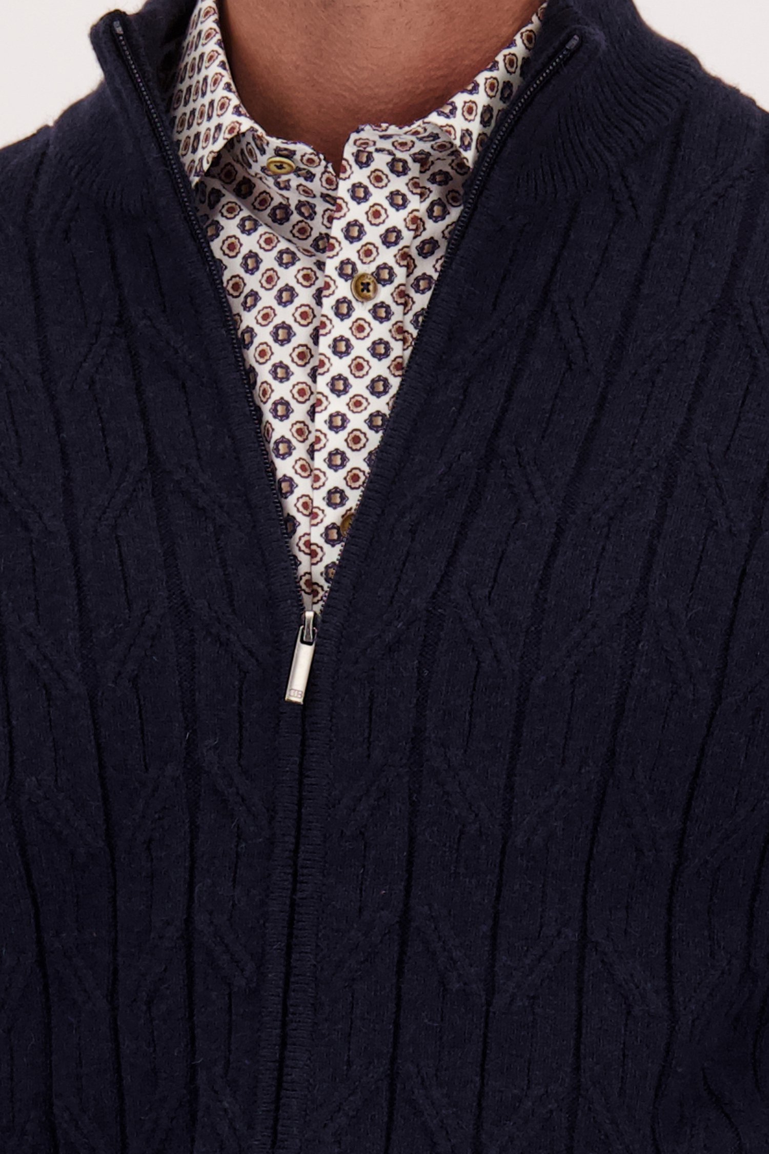 Détail de Cardigan bleu marine à motif torsadé de Dansaert Blue pour Hommes