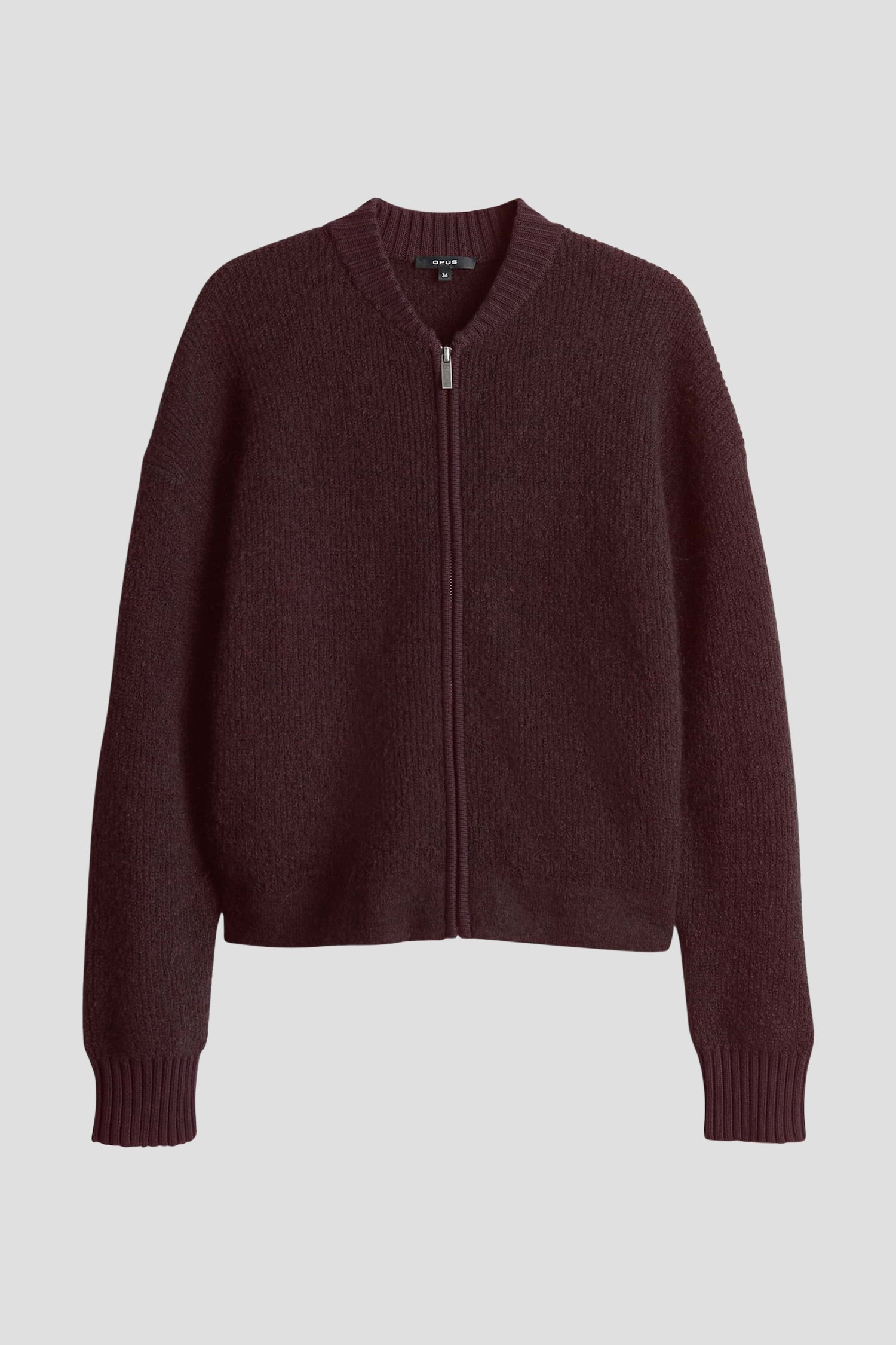 Photo produit 1 de Cardigan bordeaux en laine et mohair de Opus pour Femmes