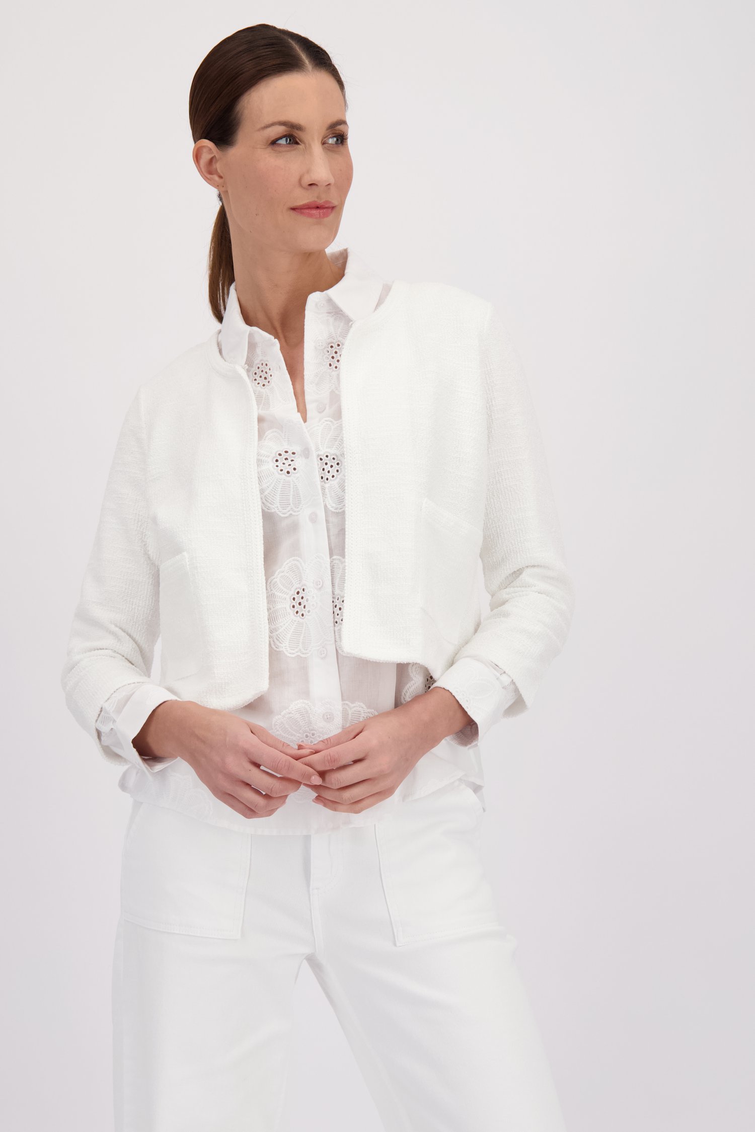 Cardigan bouclé écru de More & More pour Femmes