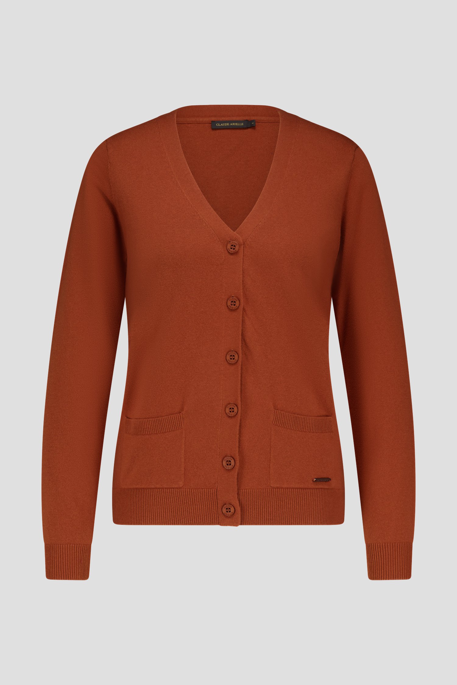 Photo produit 1 de Cardigan brun-orange avec boutons tonaux	 de Claude Arielle pour Femmes