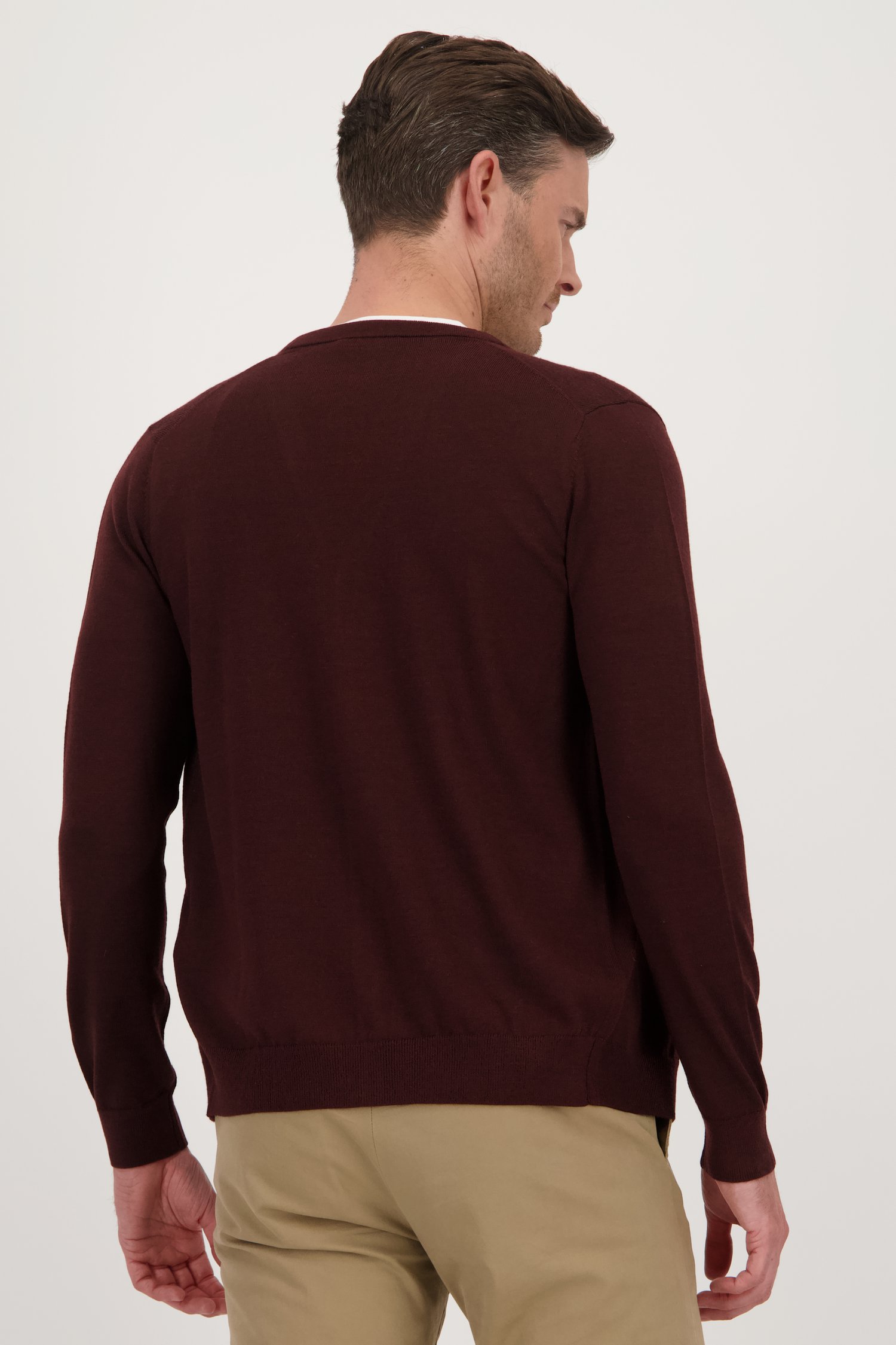 Cardigan en laine fine - Bordeaux de Dansaert Black pour Hommes