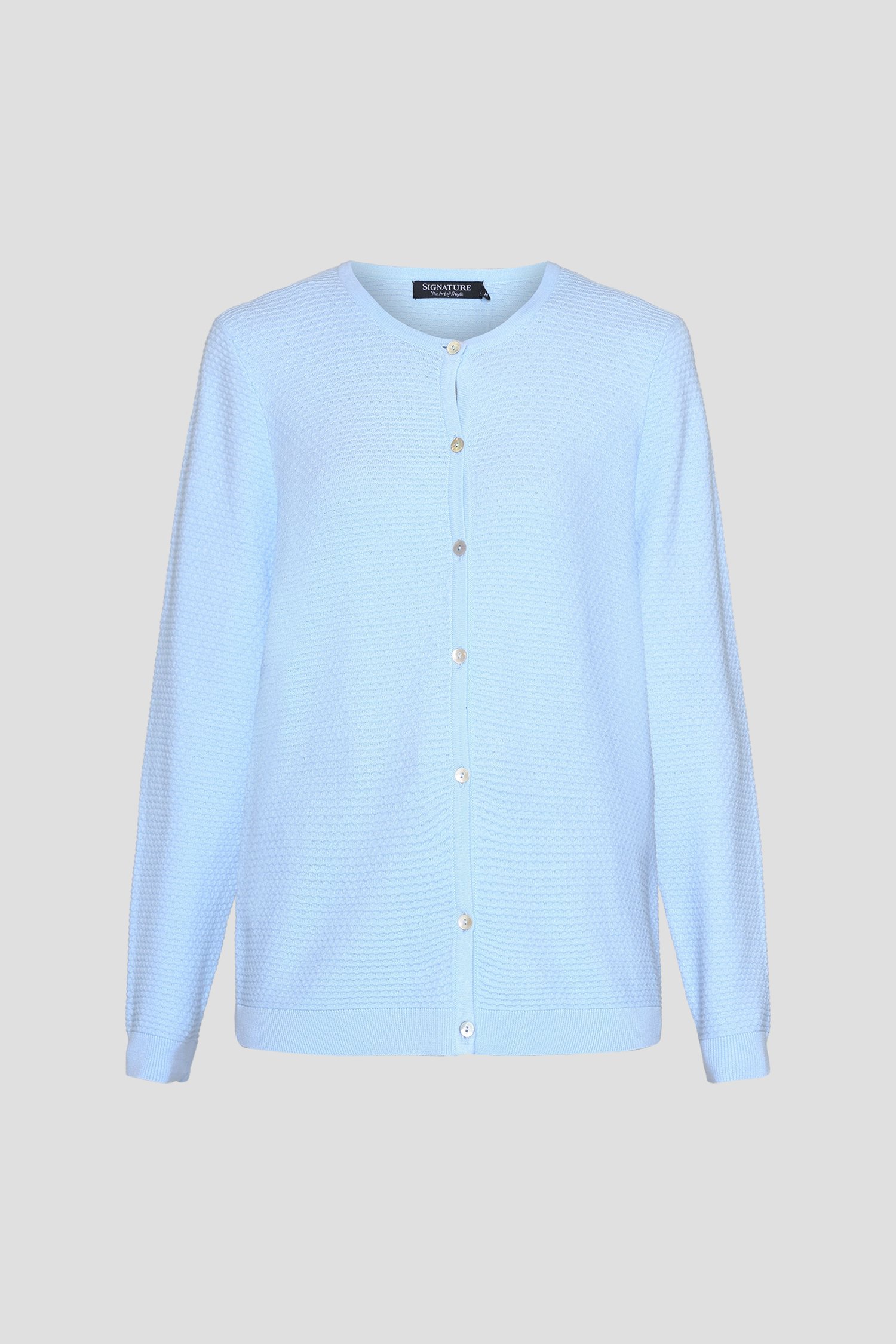Cardigan en maille fine bleu clair de Signature pour Femmes